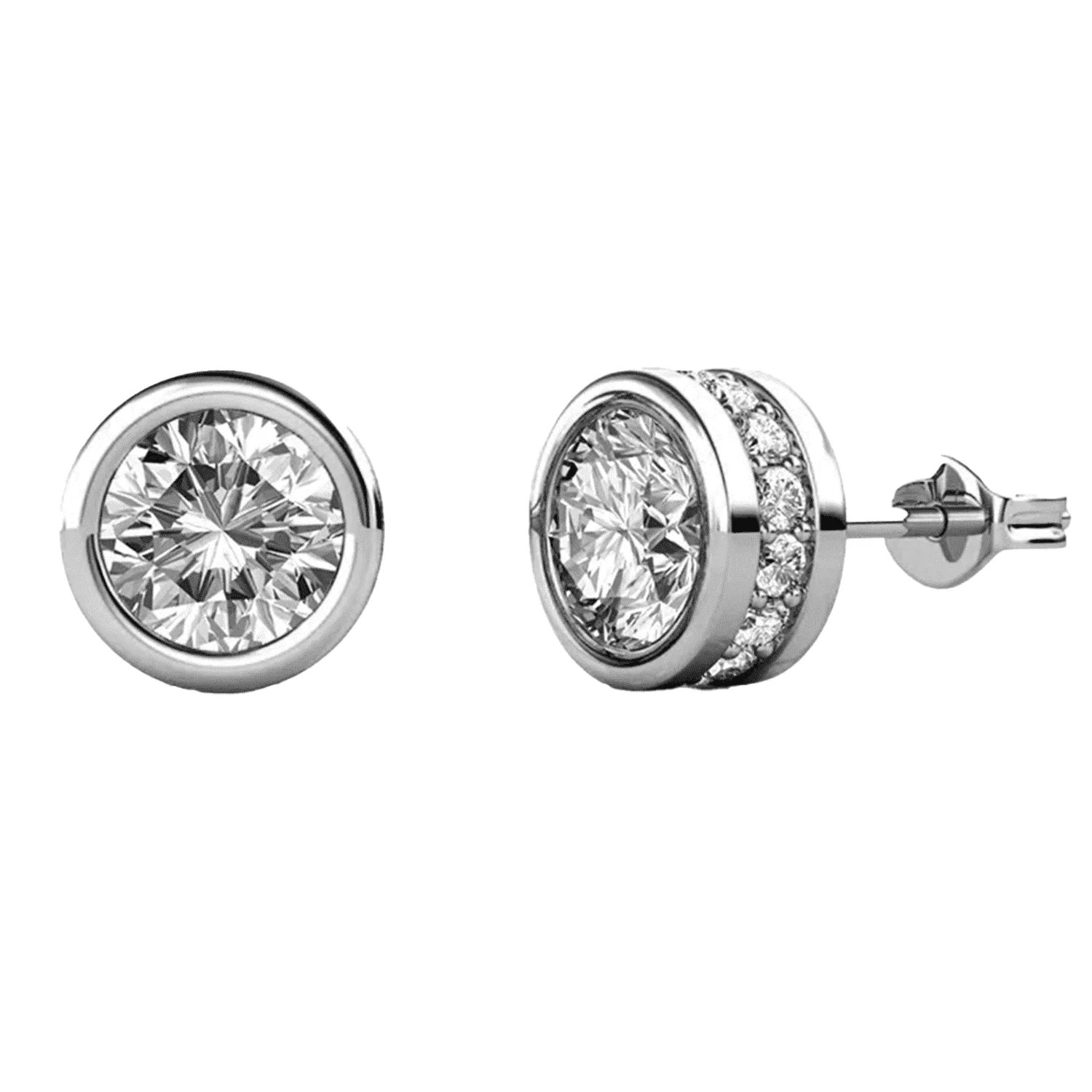 Mae 18k White Gold Plated Stud Earrings with Round Cut Swarovski Crystals