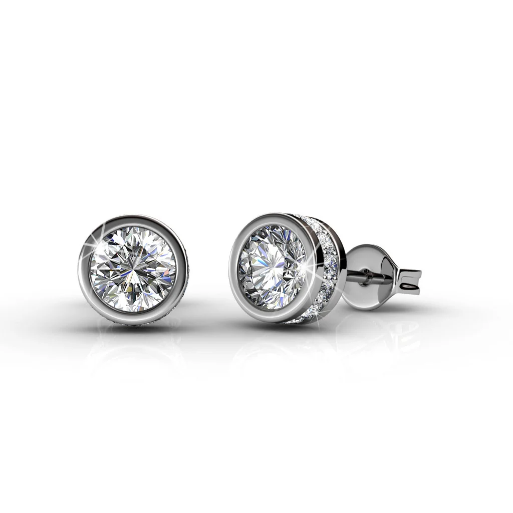 Mae 18k White Gold Plated Stud Earrings with Round Cut Swarovski Crystals - Image 8