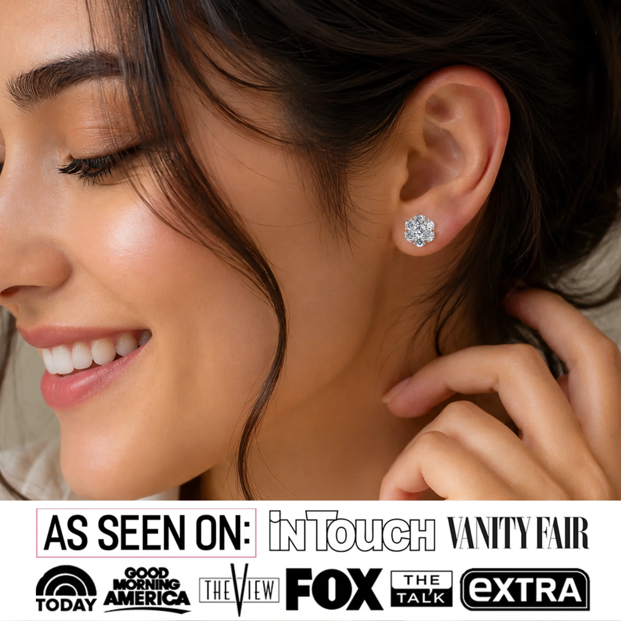 Maggie 18k White Gold Plated Flower Stud Earrings with Swarovski Crystals - Image 2