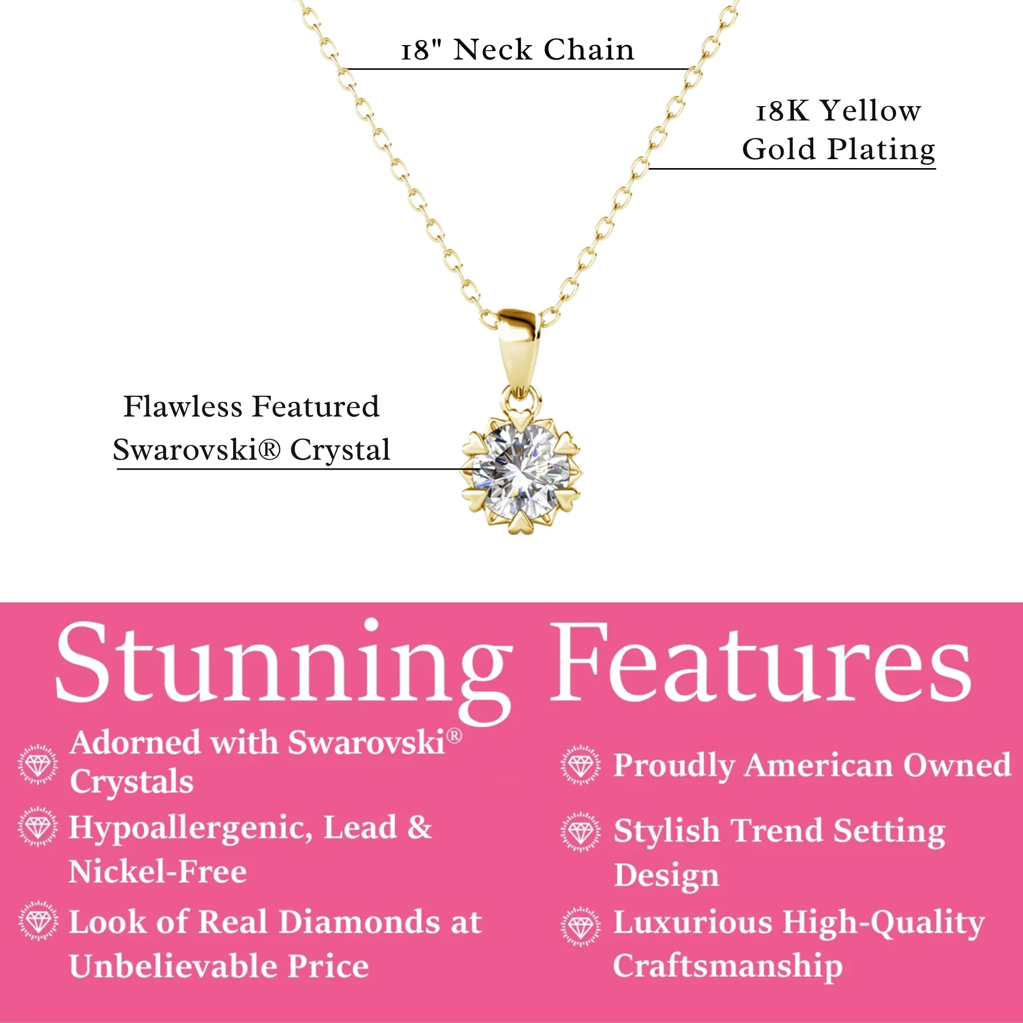 Maggie 18k White Gold Plated Pendant Necklace with Round Cut Solitaire Swarovski Crystal - Image 9