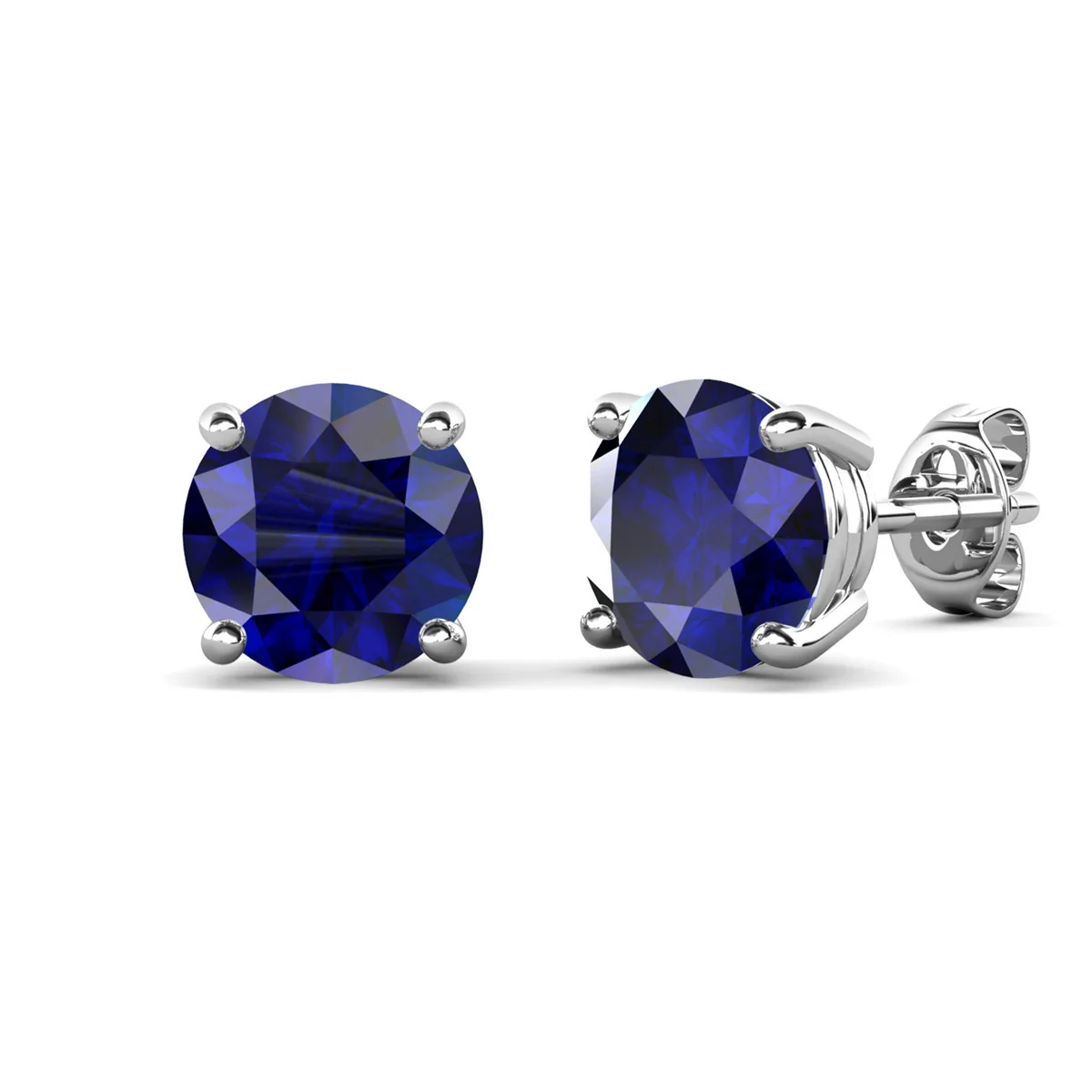 Magnolia 18k White Gold Plated Solitaire Stud Earrings with 1ct Simulated Diamond Crystals