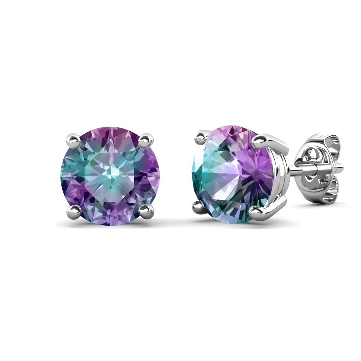Magnolia 18k White Gold Plated Solitaire Stud Earrings with 1ct Simulated Diamond Crystals - Image 32