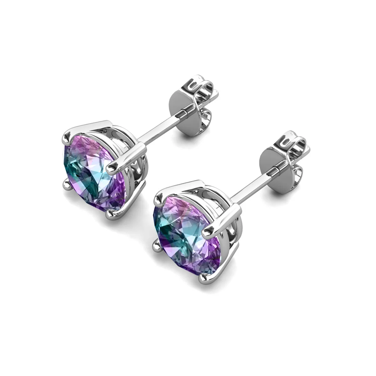 Magnolia 18k White Gold Plated Solitaire Stud Earrings with 1ct Simulated Diamond Crystals - Image 34
