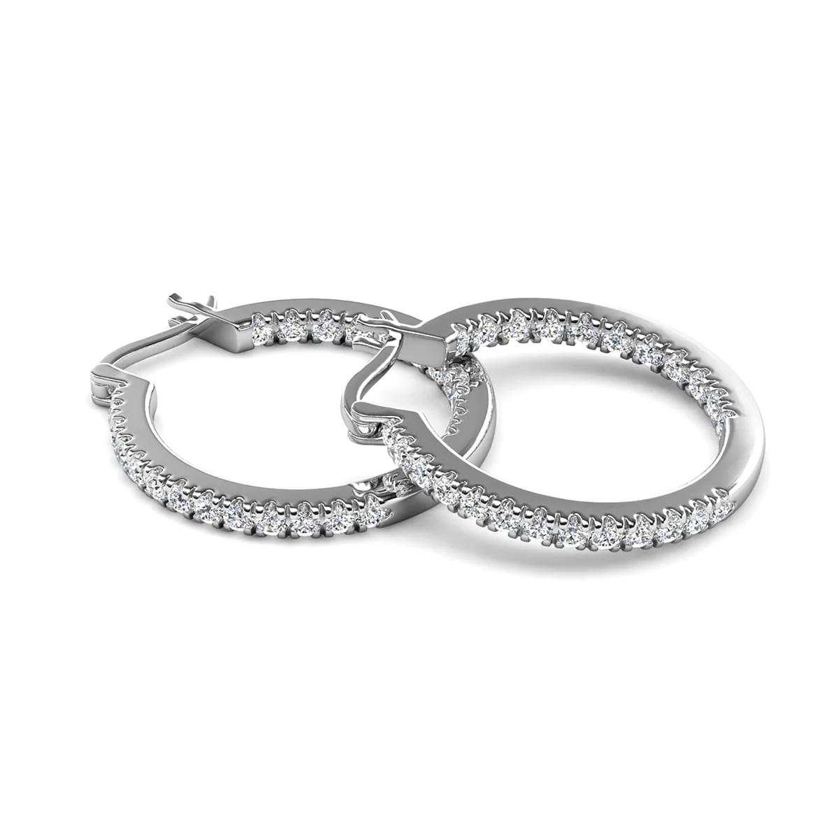 Margot 18k White Gold Plated 24mm Hoop Earrings with Simulated Diamond Crystals - Image 11