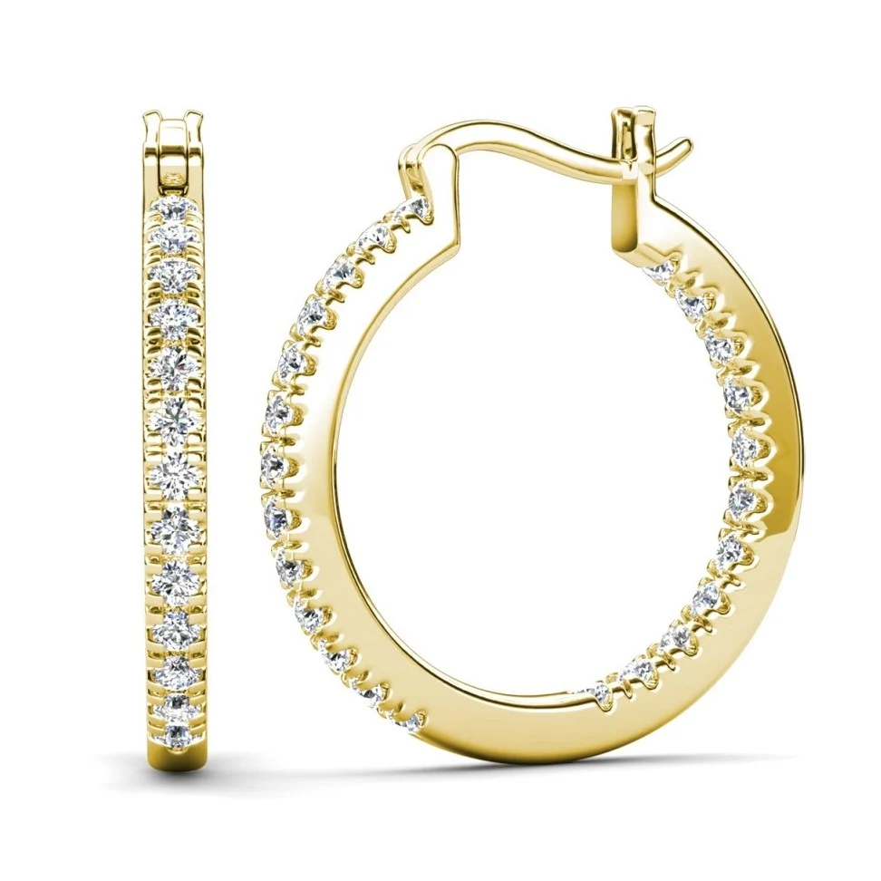 Margot 18k White Gold Plated 24mm Hoop Earrings with Simulated Diamond Crystals - Image 12