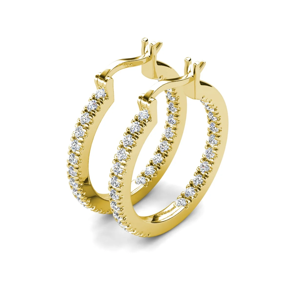 Margot 18k White Gold Plated 24mm Hoop Earrings with Simulated Diamond Crystals - Image 14