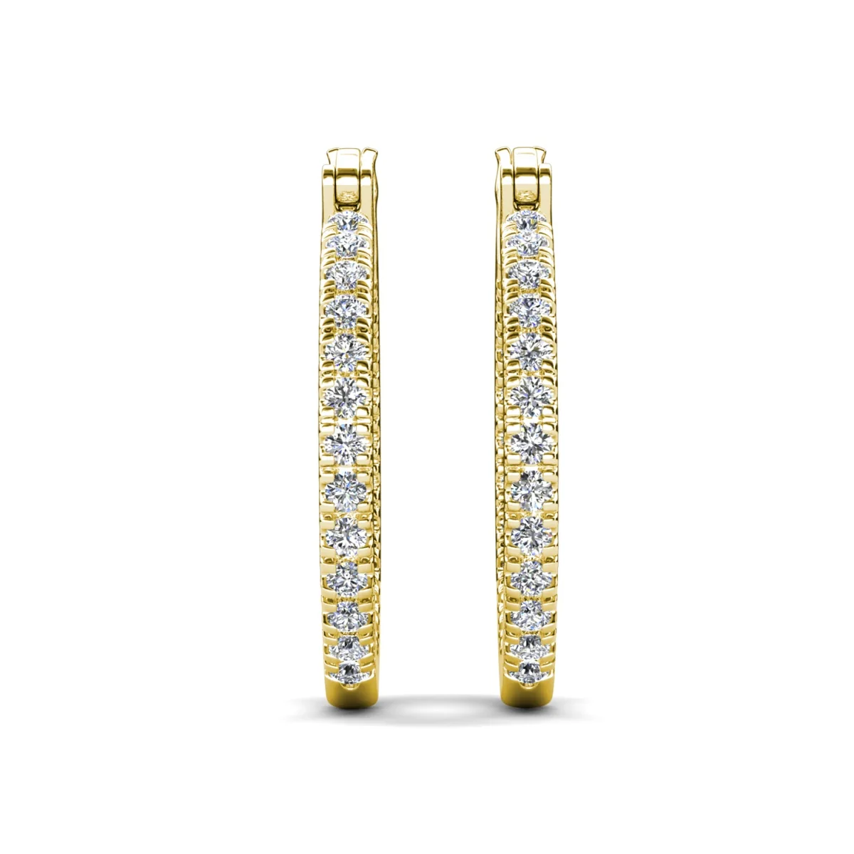 Margot 18k White Gold Plated 24mm Hoop Earrings with Simulated Diamond Crystals - Image 15