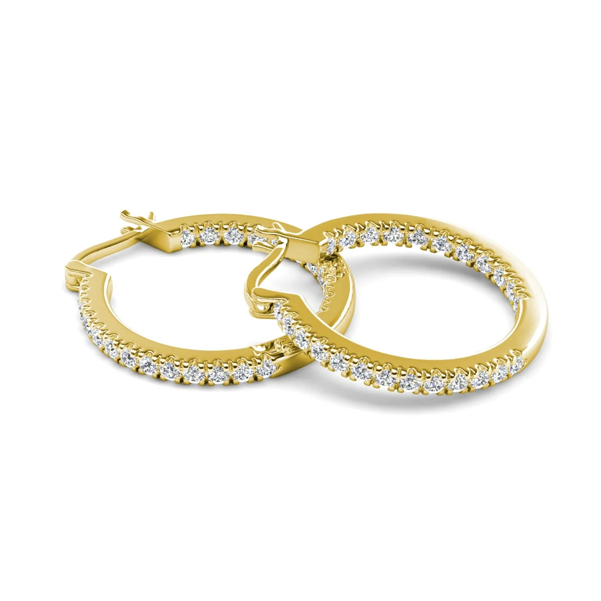 Margot 18k White Gold Plated 24mm Hoop Earrings with Simulated Diamond Crystals - Image 17