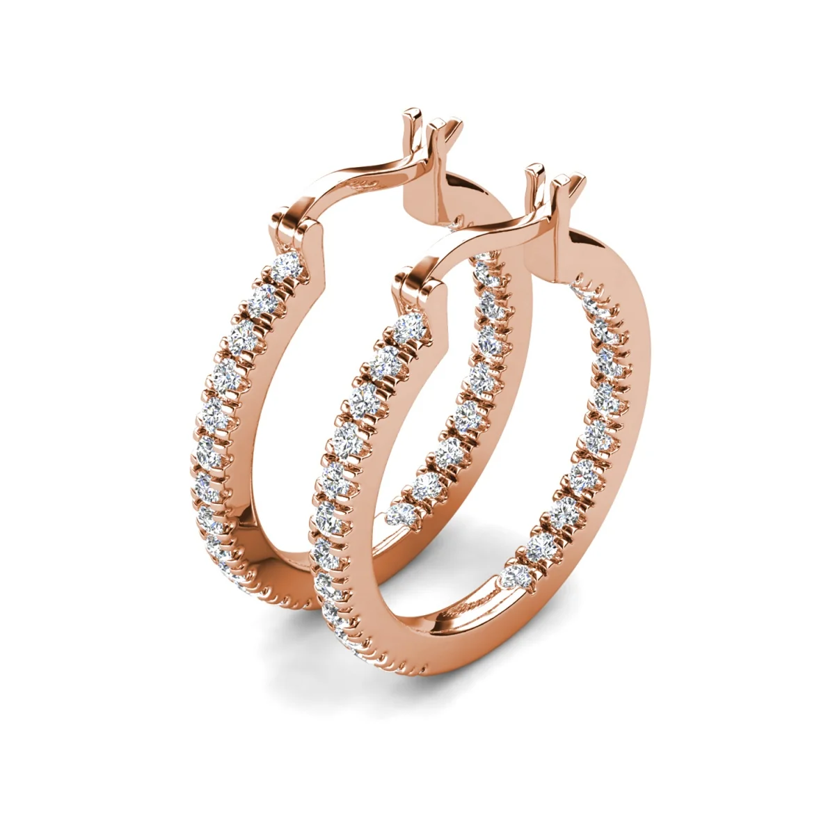 Margot 18k White Gold Plated 24mm Hoop Earrings with Simulated Diamond Crystals - Image 20