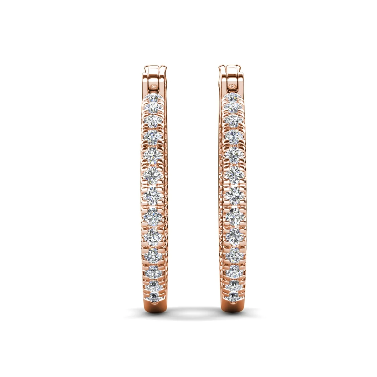 Margot 18k White Gold Plated 24mm Hoop Earrings with Simulated Diamond Crystals - Image 21