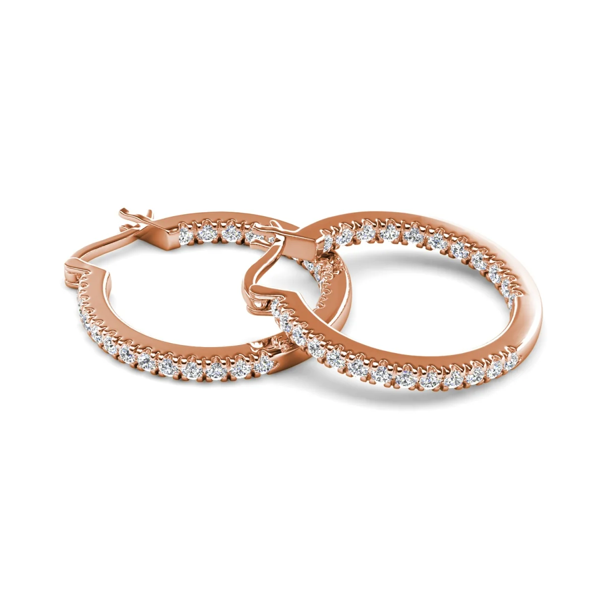 Margot 18k White Gold Plated 24mm Hoop Earrings with Simulated Diamond Crystals - Image 23