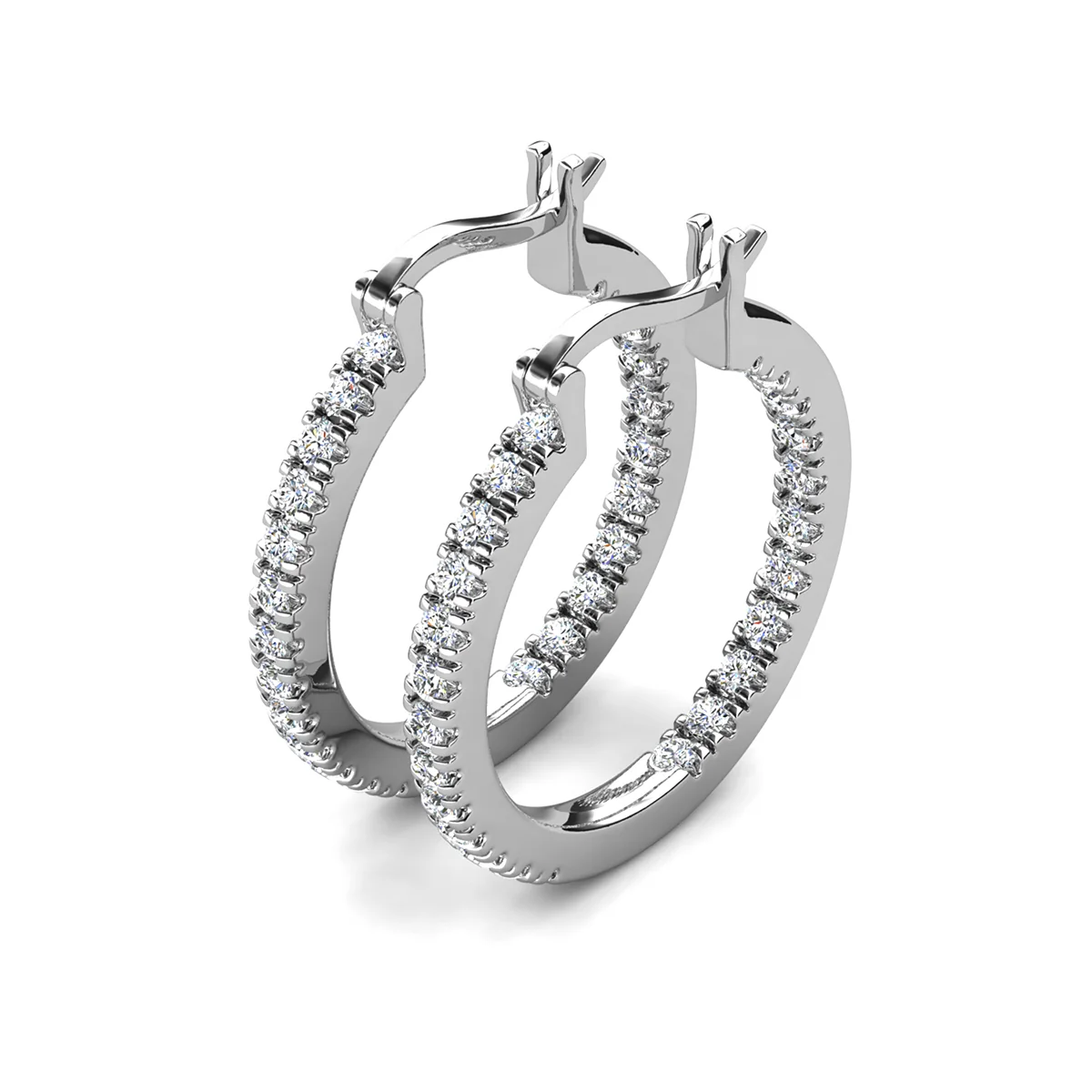 Margot 18k White Gold Plated 24mm Hoop Earrings with Simulated Diamond Crystals - Image 8