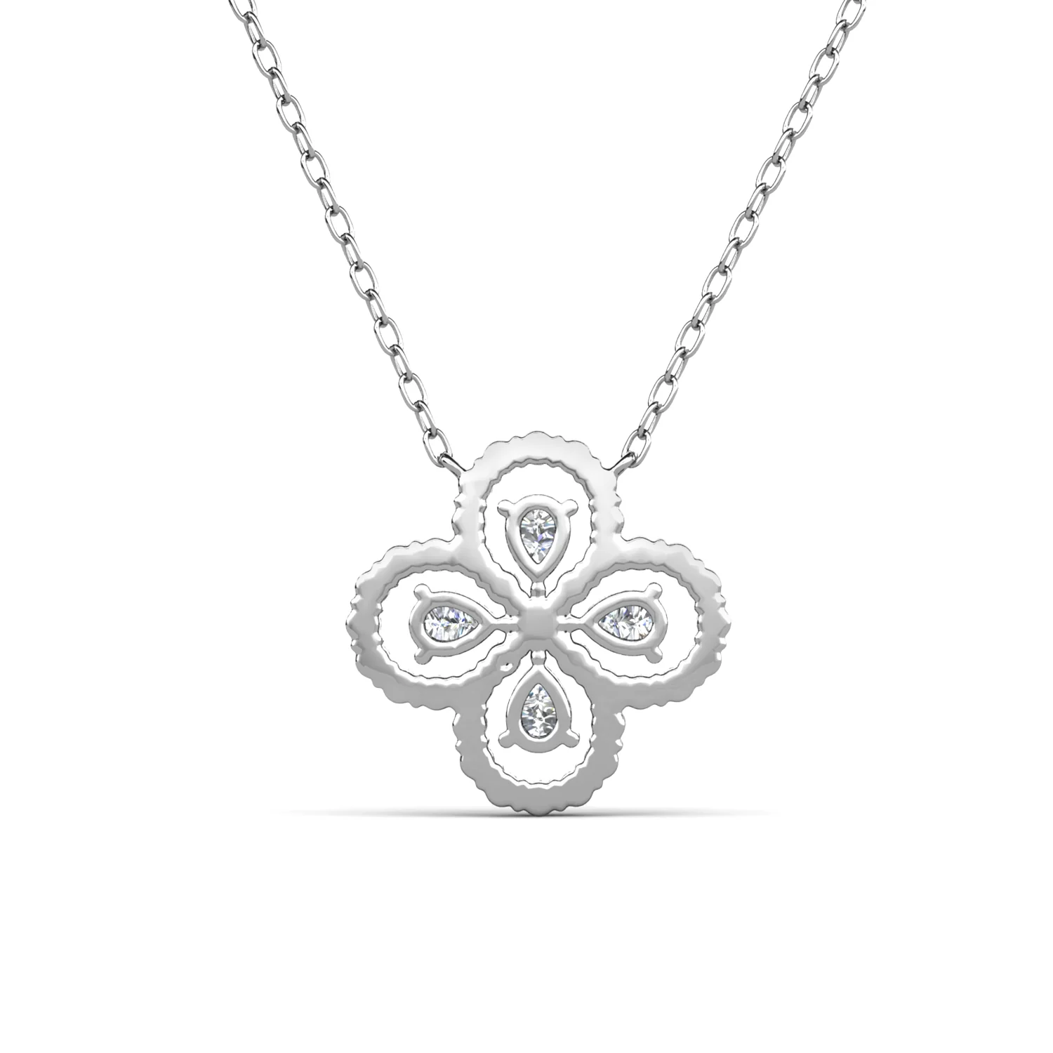 Marie 18k White Gold Plated Clover Flower Necklace & Strength and Peace Shadow Card - Image 10