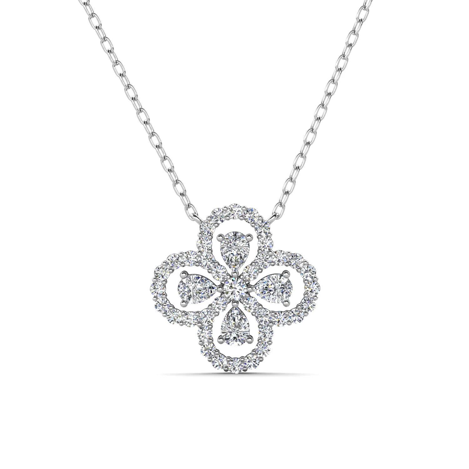 Marie 18k White Gold Plated Clover Flower Necklace & Strength and Peace Shadow Card - Image 9