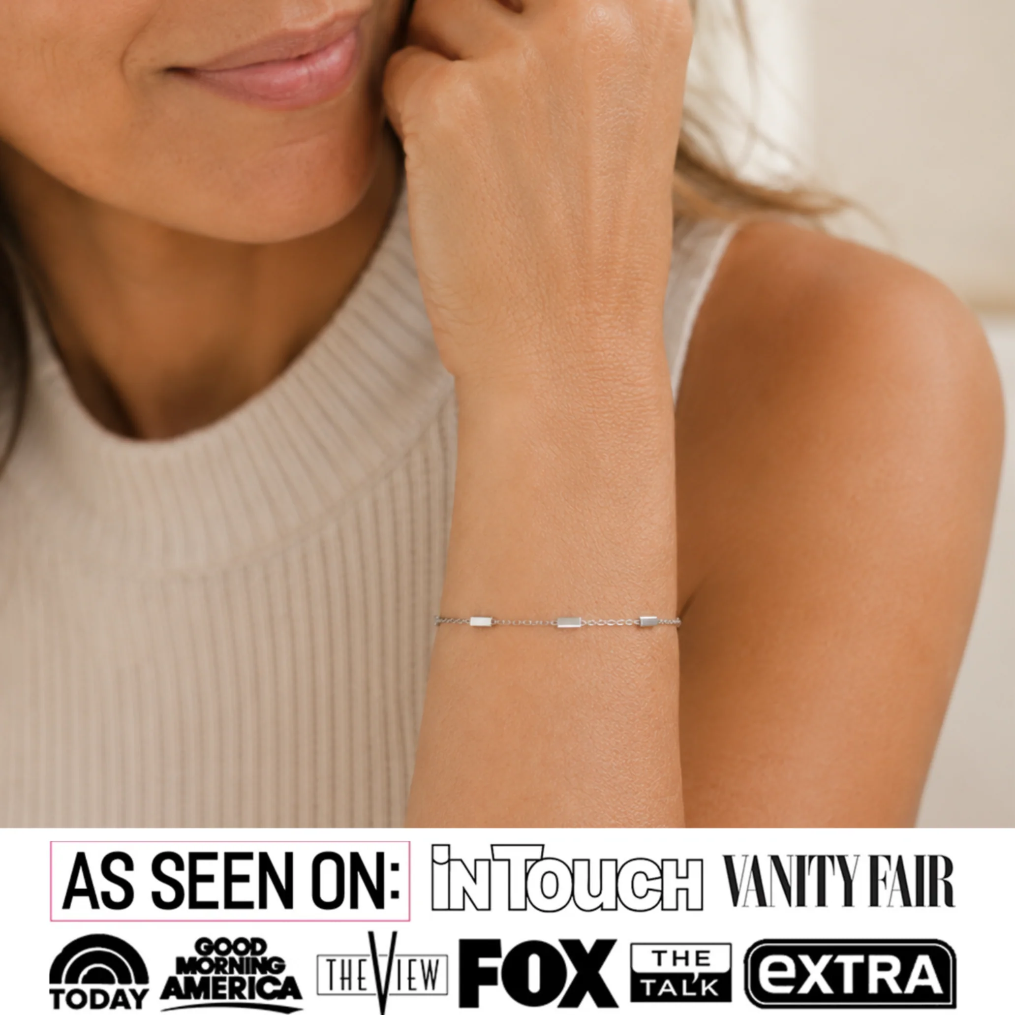 Marlee 18k White Gold Plated Stacking Bracelet Chain - Image 2