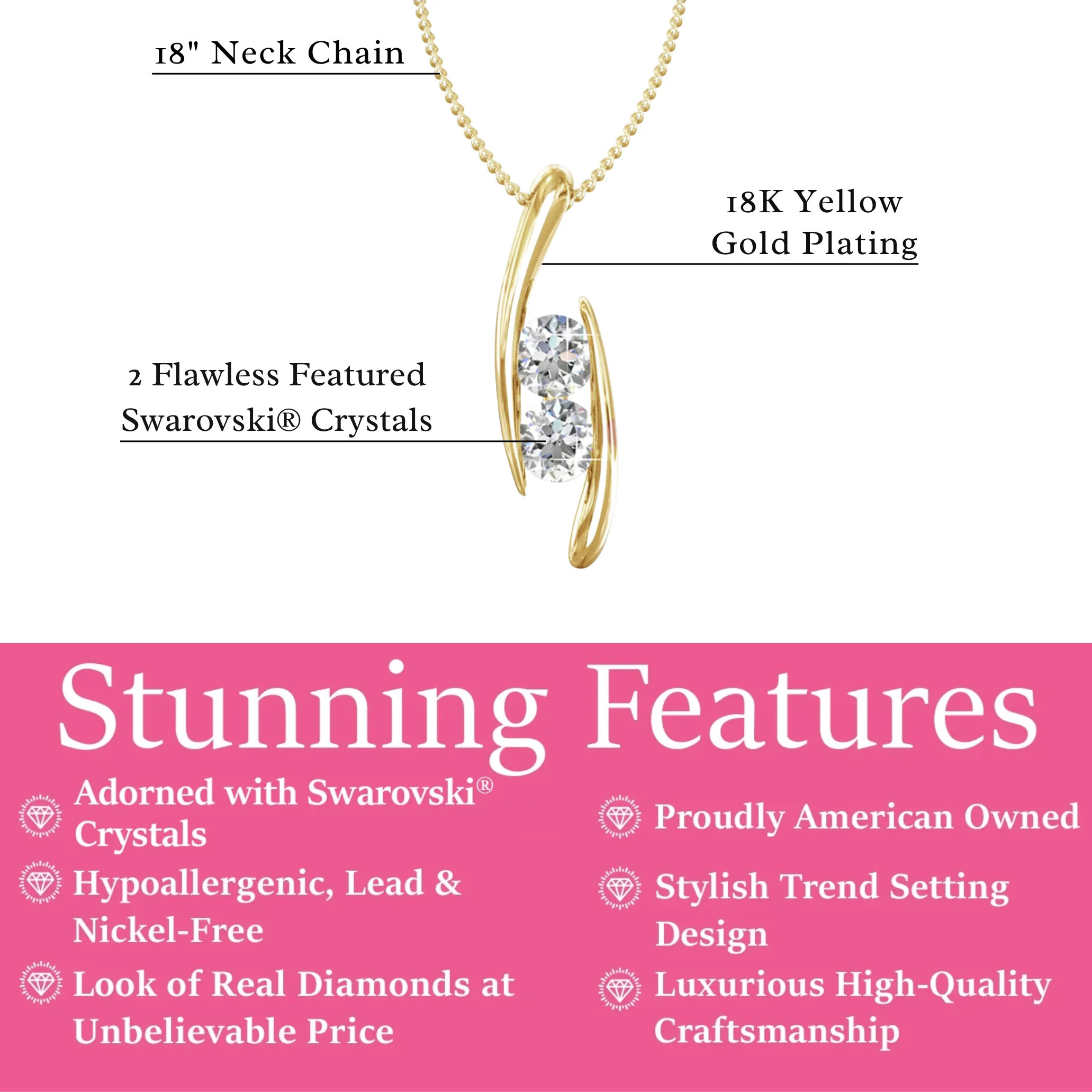 McKenna 18k White Gold Plated Pendant Necklace with Swarovski Crystals  — Final Sale - Image 10