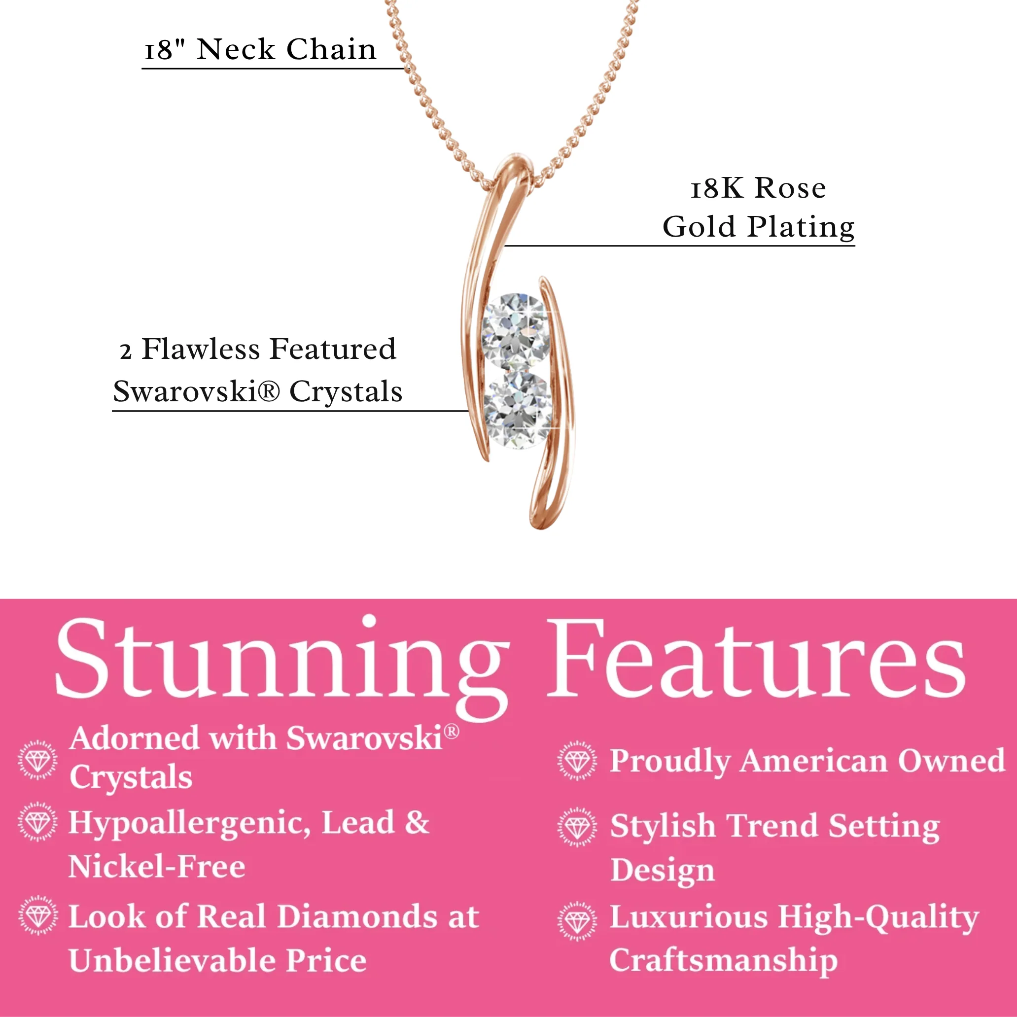 McKenna 18k White Gold Plated Pendant Necklace with Swarovski Crystals  — Final Sale - Image 12
