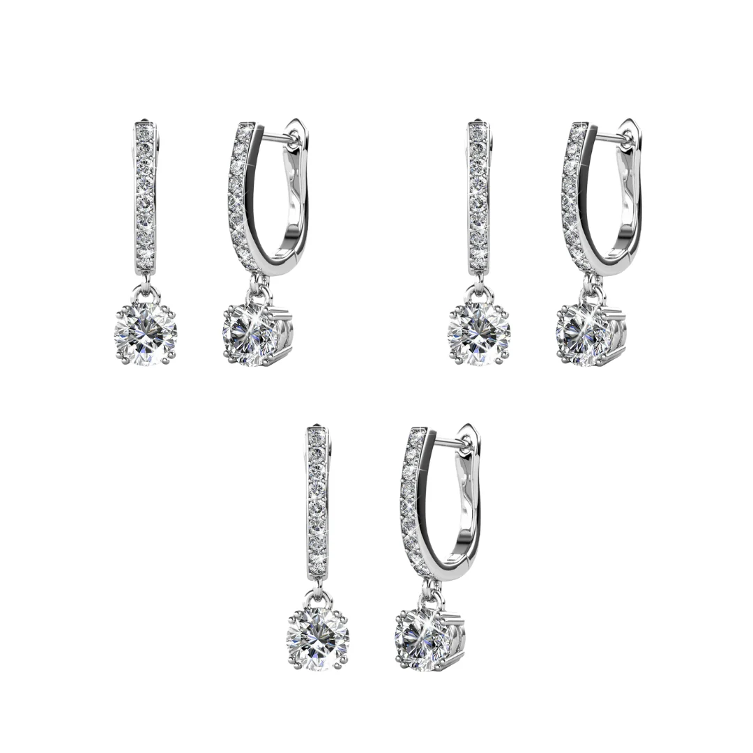 McKenzie 18k White Gold Plated Drop Dangle Earrings with Swarovski Crystals - Image 18