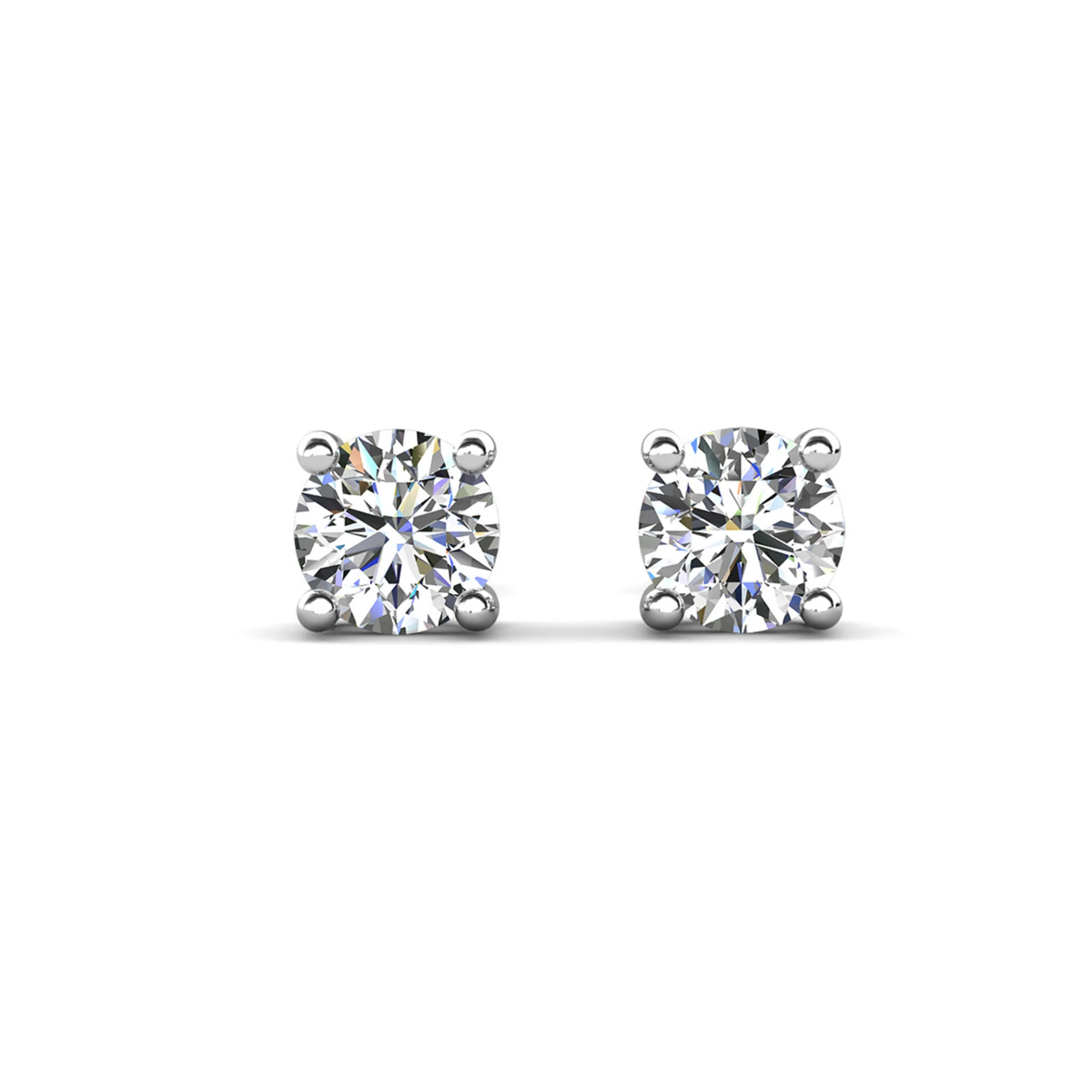 Mia 18k White Gold Plated Sterling Silver Stud Earrings with Simulated Diamond Crystals - Image 10