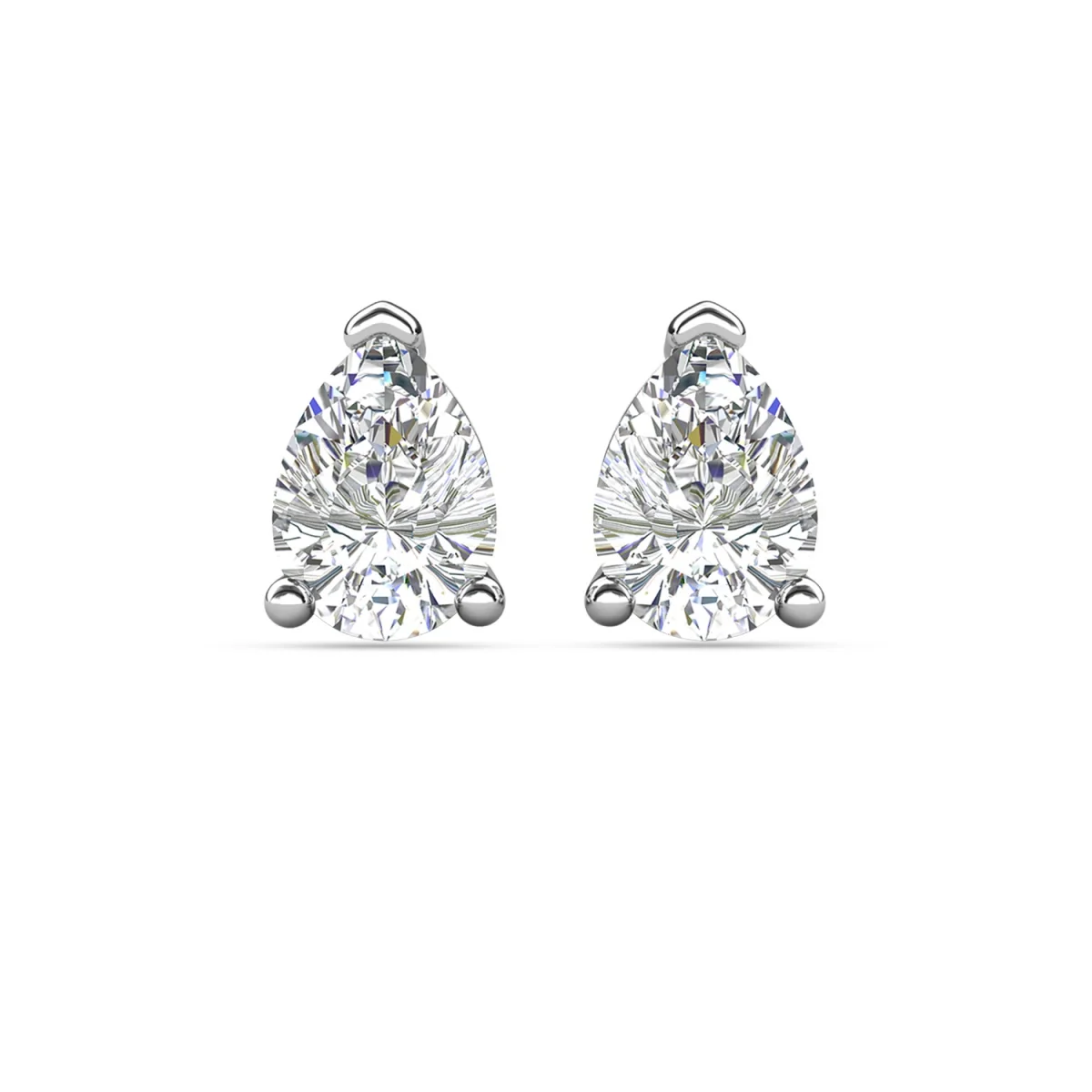 Mia 18k White Gold Plated Sterling Silver Stud Earrings with Simulated Diamond Crystals - Image 100