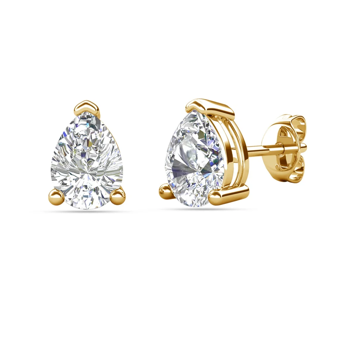 Mia 18k White Gold Plated Sterling Silver Stud Earrings with Simulated Diamond Crystals - Image 102