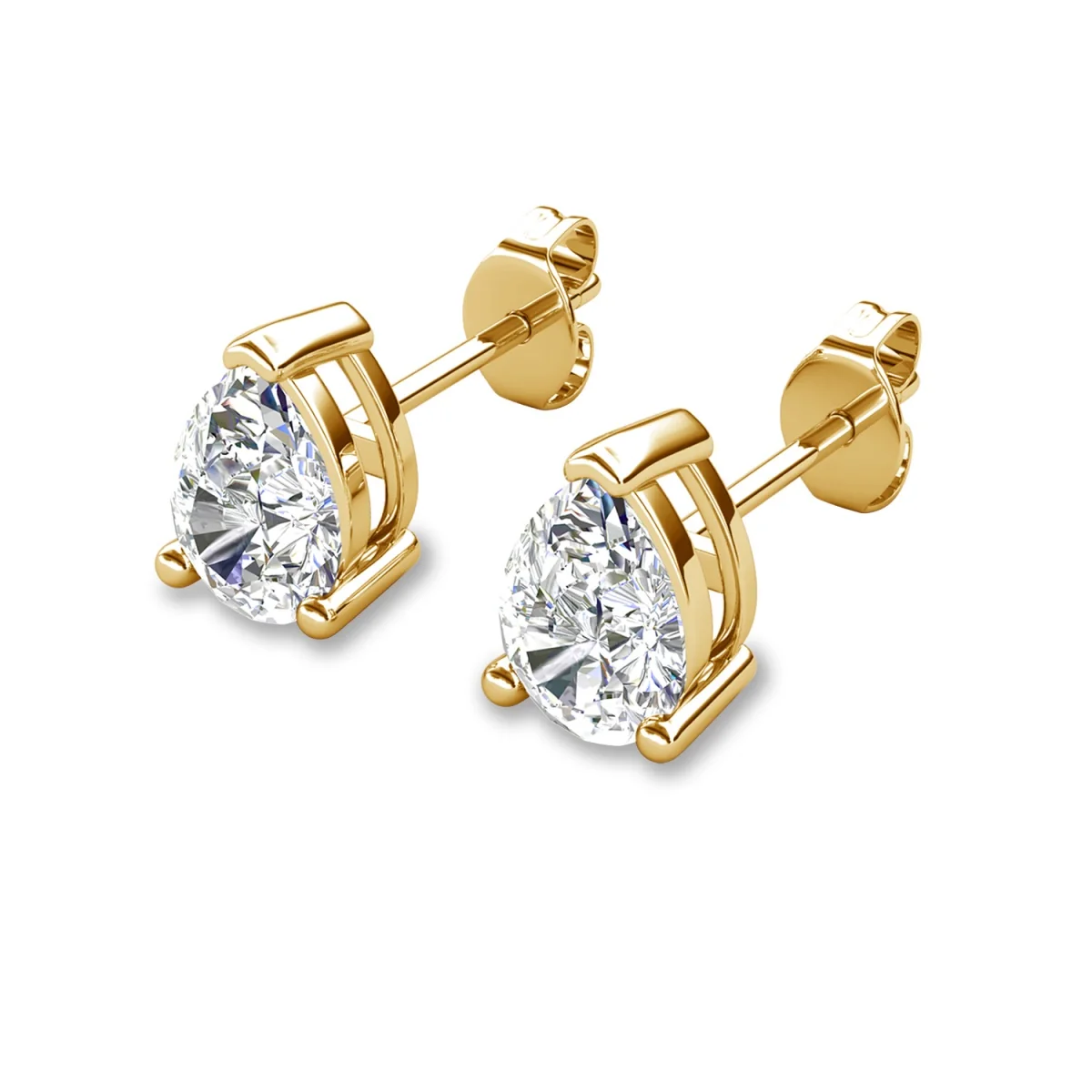 Mia 18k White Gold Plated Sterling Silver Stud Earrings with Simulated Diamond Crystals - Image 105