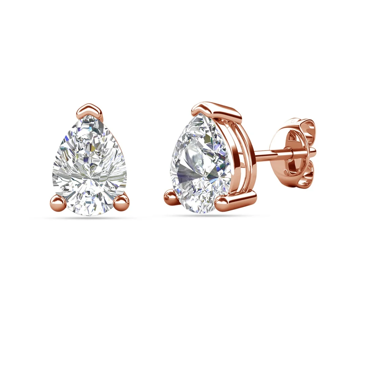 Mia 18k White Gold Plated Sterling Silver Stud Earrings with Simulated Diamond Crystals - Image 106