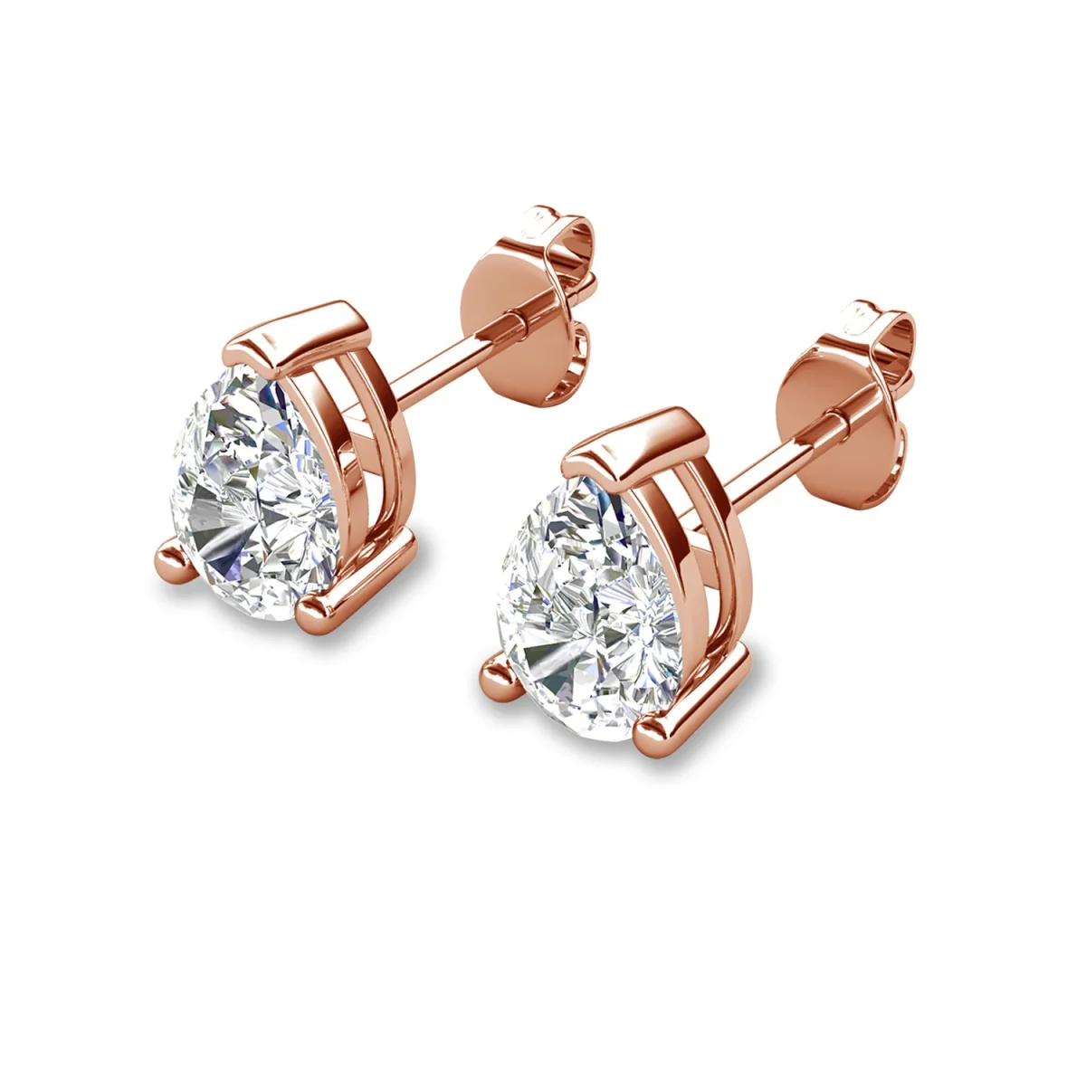 Mia 18k White Gold Plated Sterling Silver Stud Earrings with Simulated Diamond Crystals - Image 109