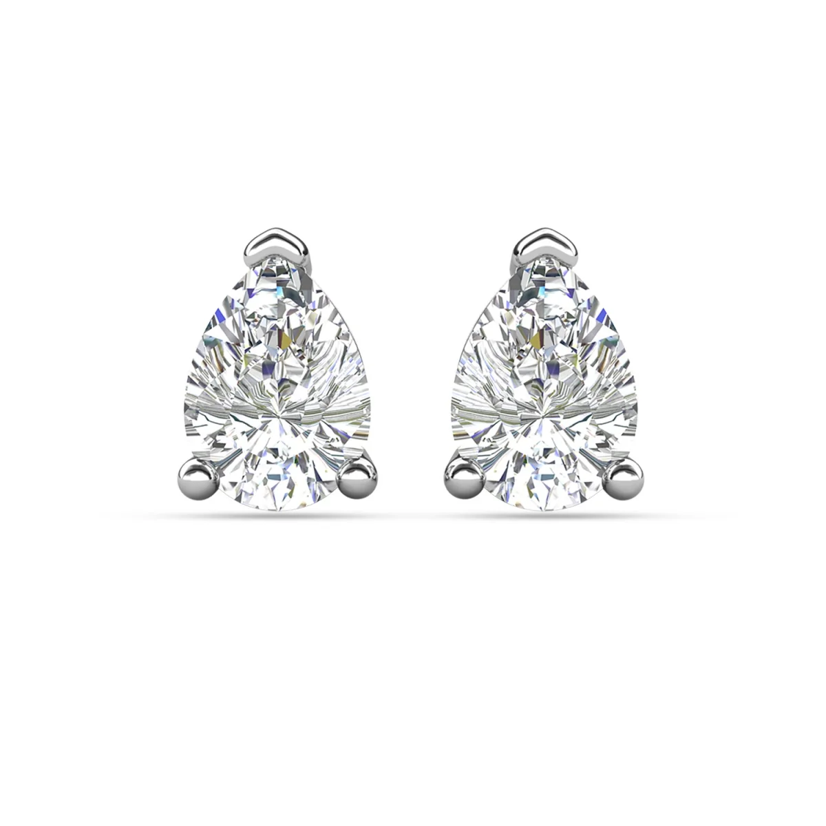 Mia 18k White Gold Plated Sterling Silver Stud Earrings with Simulated Diamond Crystals - Image 112