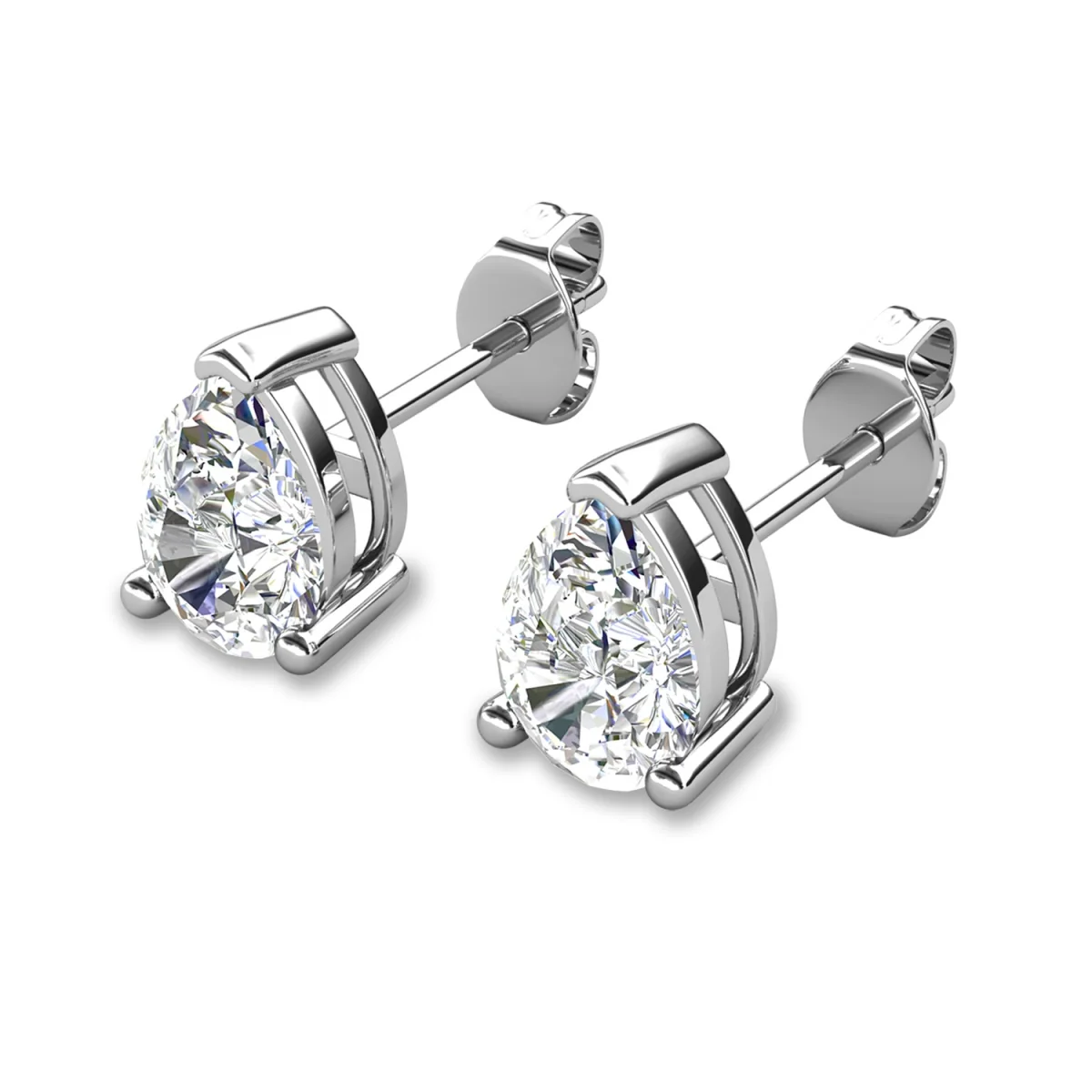 Mia 18k White Gold Plated Sterling Silver Stud Earrings with Simulated Diamond Crystals - Image 113