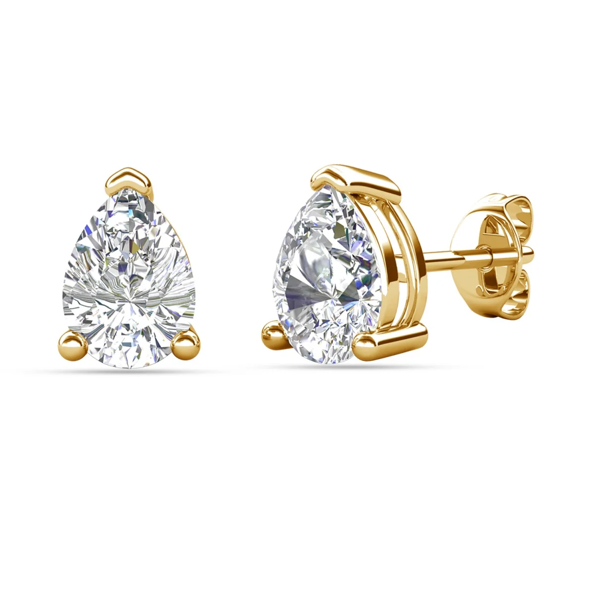 Mia 18k White Gold Plated Sterling Silver Stud Earrings with Simulated Diamond Crystals - Image 114