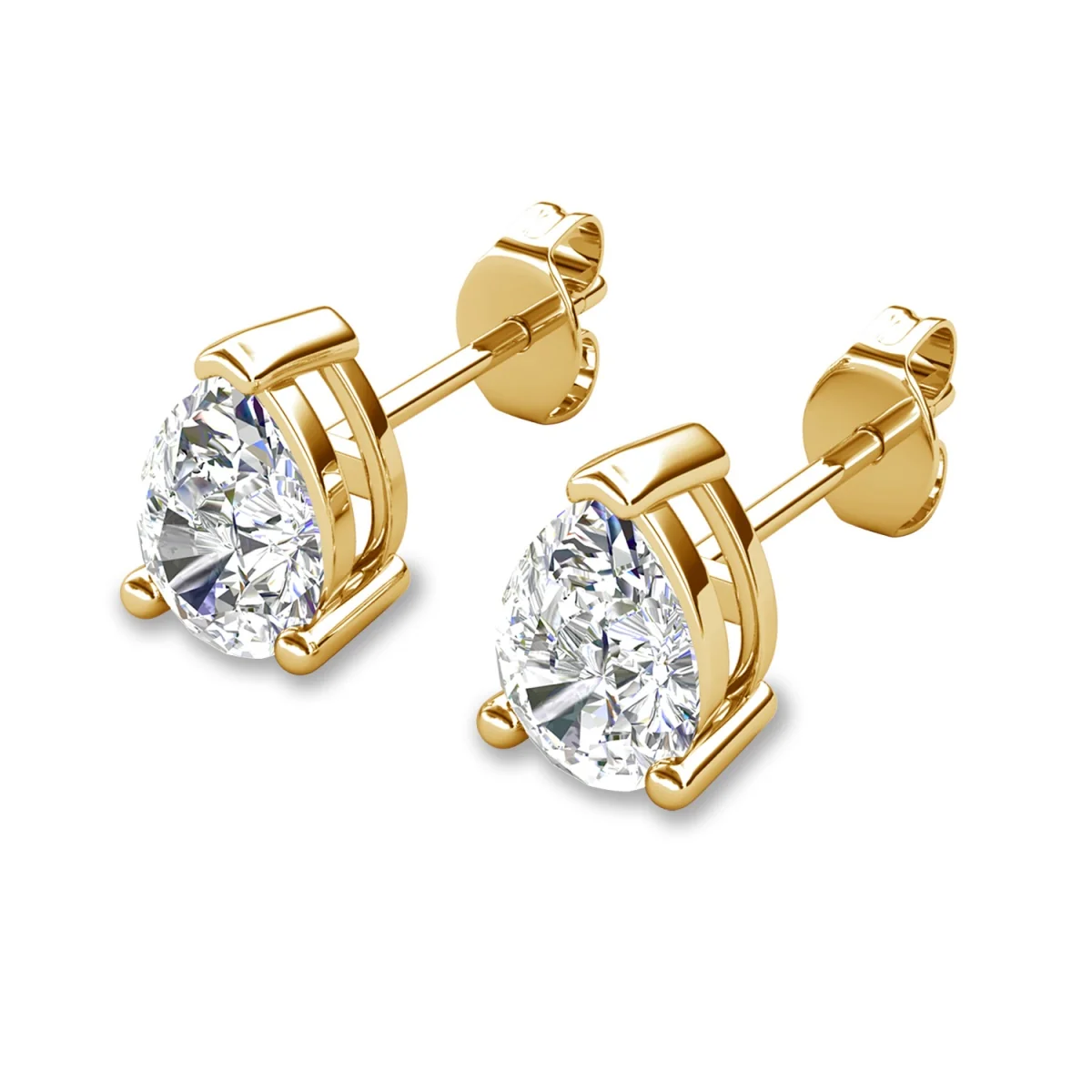 Mia 18k White Gold Plated Sterling Silver Stud Earrings with Simulated Diamond Crystals - Image 117
