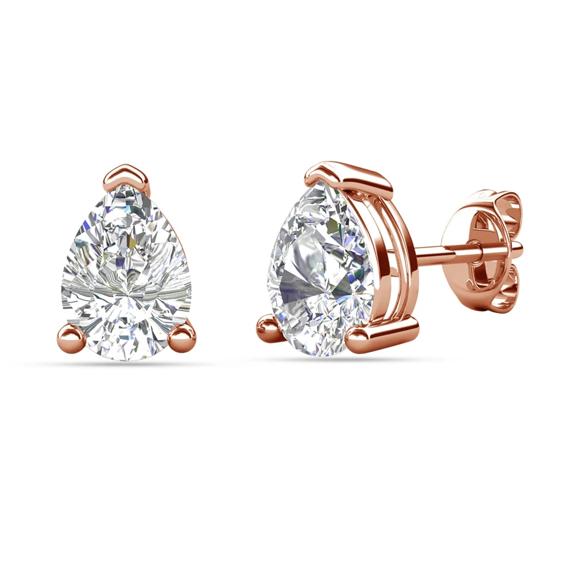 Mia 18k White Gold Plated Sterling Silver Stud Earrings with Simulated Diamond Crystals - Image 118