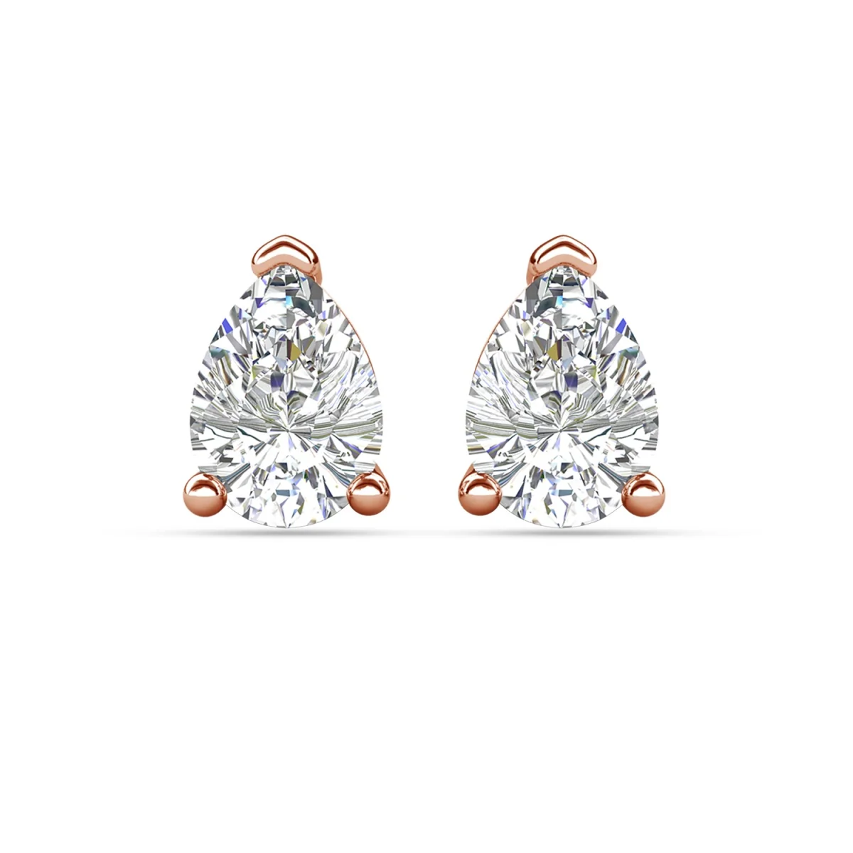 Mia 18k White Gold Plated Sterling Silver Stud Earrings with Simulated Diamond Crystals - Image 120