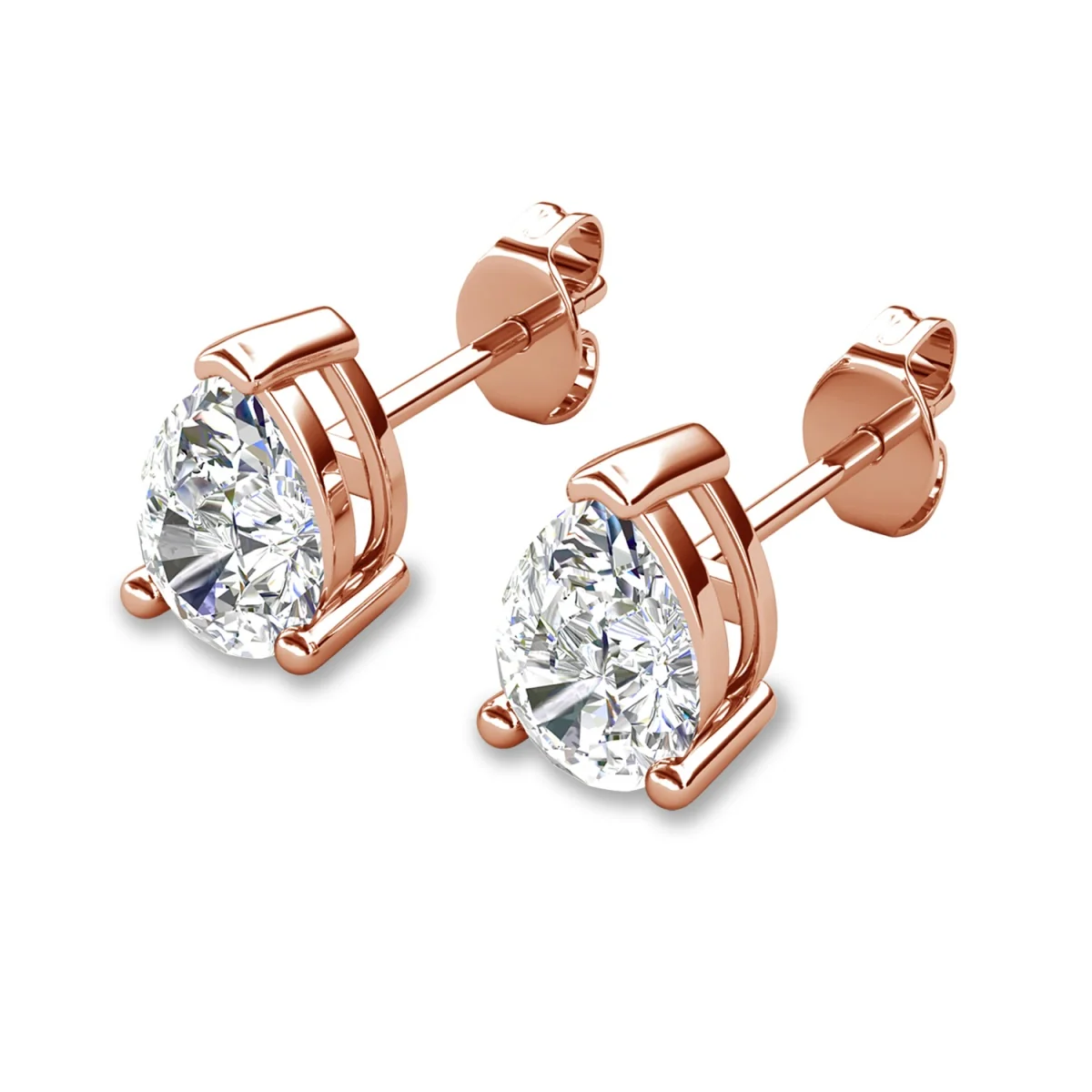 Mia 18k White Gold Plated Sterling Silver Stud Earrings with Simulated Diamond Crystals - Image 121
