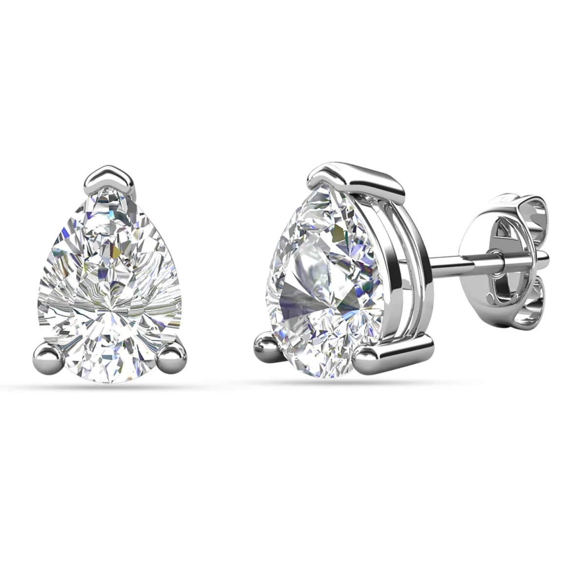 Mia 18k White Gold Plated Sterling Silver Stud Earrings with Simulated Diamond Crystals - Image 122