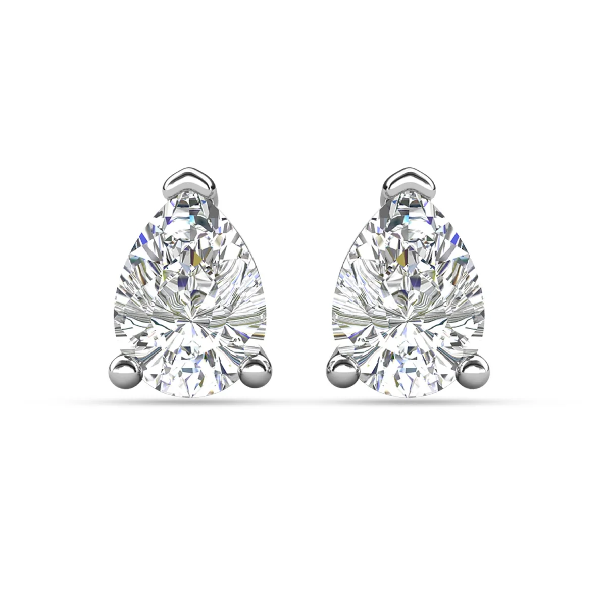 Mia 18k White Gold Plated Sterling Silver Stud Earrings with Simulated Diamond Crystals - Image 124