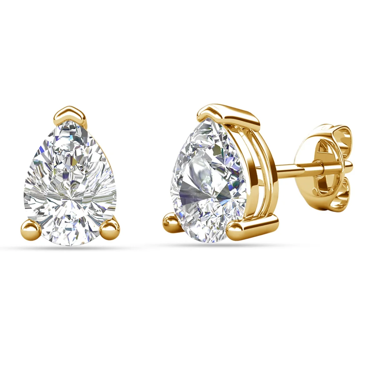 Mia 18k White Gold Plated Sterling Silver Stud Earrings with Simulated Diamond Crystals - Image 126