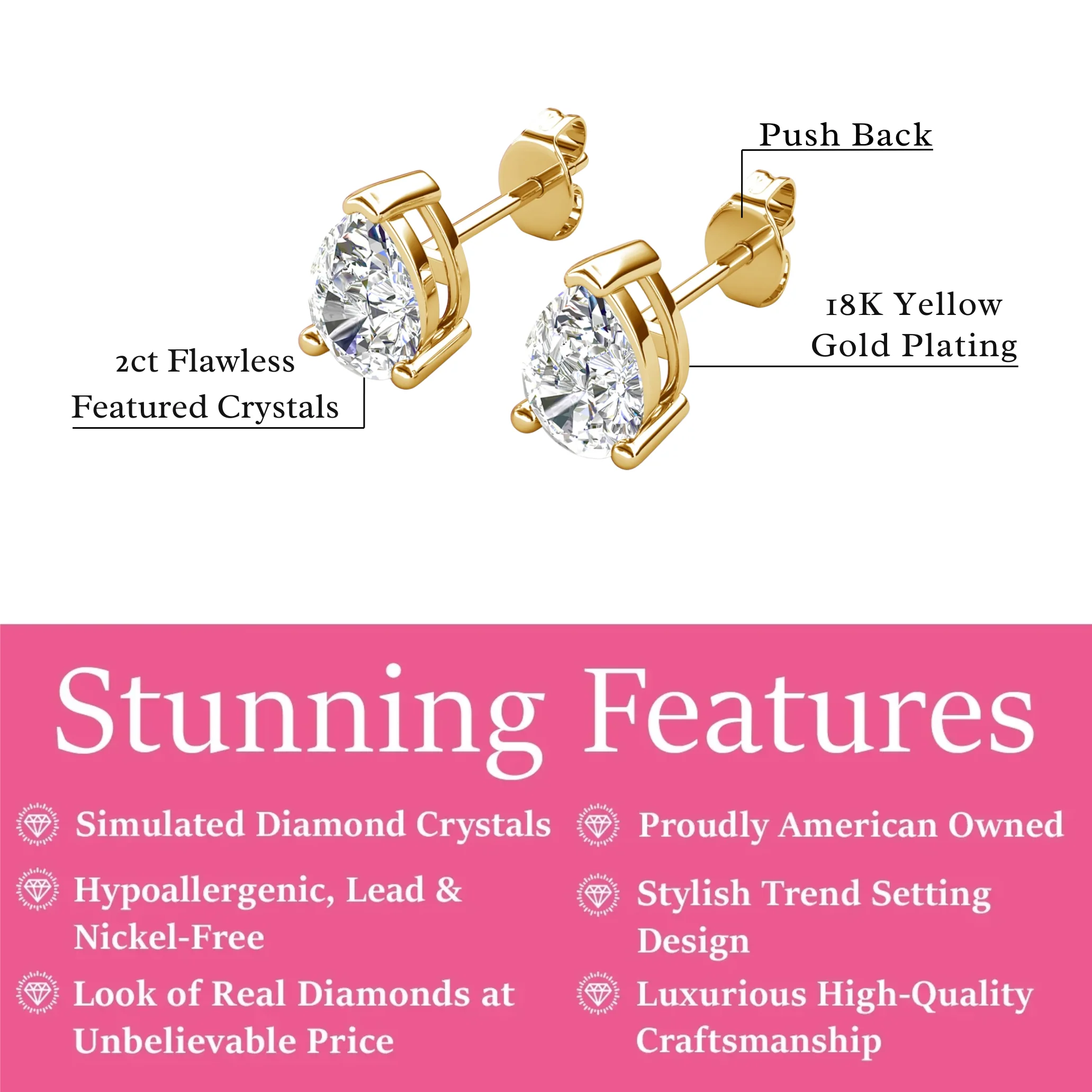 Mia 18k White Gold Plated Sterling Silver Stud Earrings with Simulated Diamond Crystals - Image 127