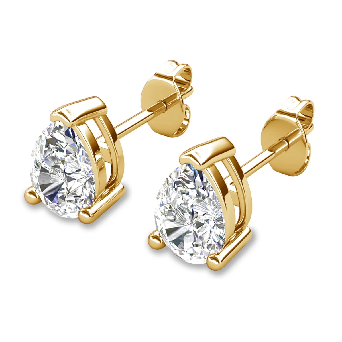 Mia 18k White Gold Plated Sterling Silver Stud Earrings with Simulated Diamond Crystals - Image 129