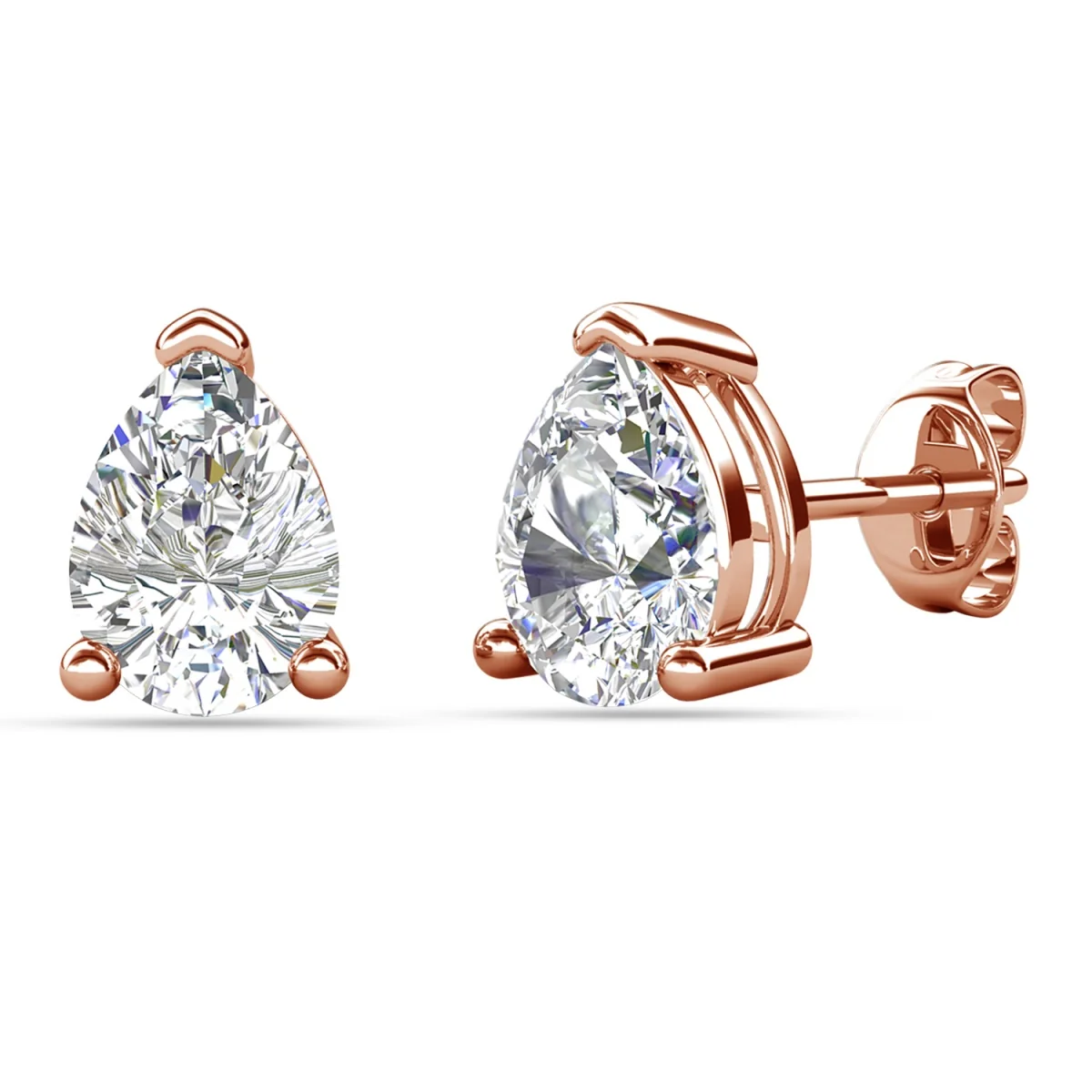 Mia 18k White Gold Plated Sterling Silver Stud Earrings with Simulated Diamond Crystals - Image 130