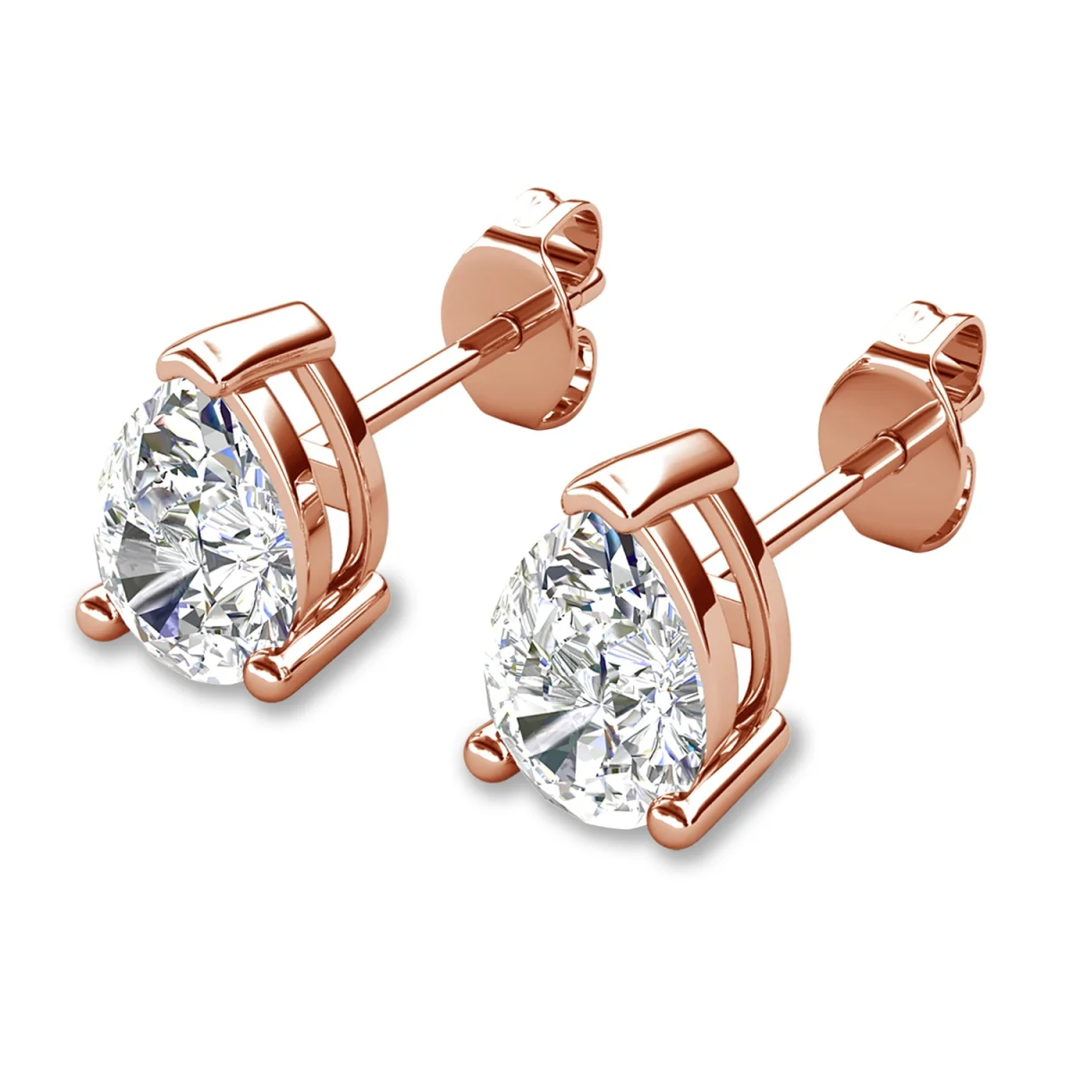 Mia 18k White Gold Plated Sterling Silver Stud Earrings with Simulated Diamond Crystals - Image 133