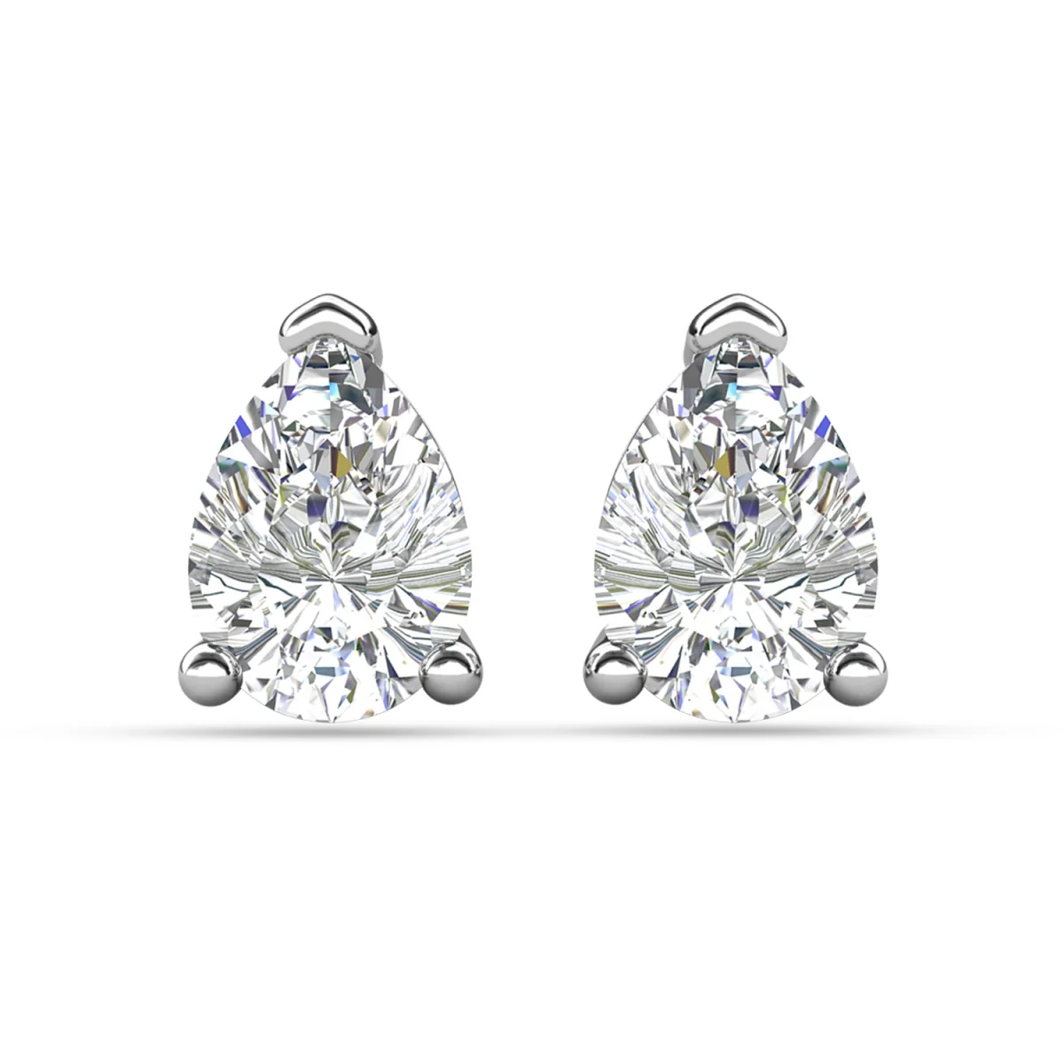 Mia 18k White Gold Plated Sterling Silver Stud Earrings with Simulated Diamond Crystals - Image 136