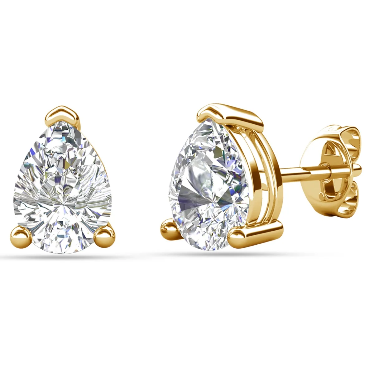 Mia 18k White Gold Plated Sterling Silver Stud Earrings with Simulated Diamond Crystals - Image 138