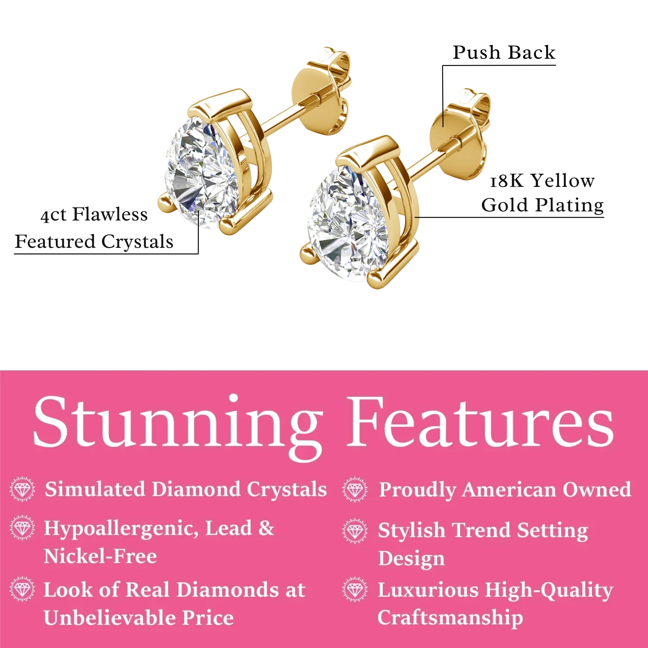 Mia 18k White Gold Plated Sterling Silver Stud Earrings with Simulated Diamond Crystals - Image 139