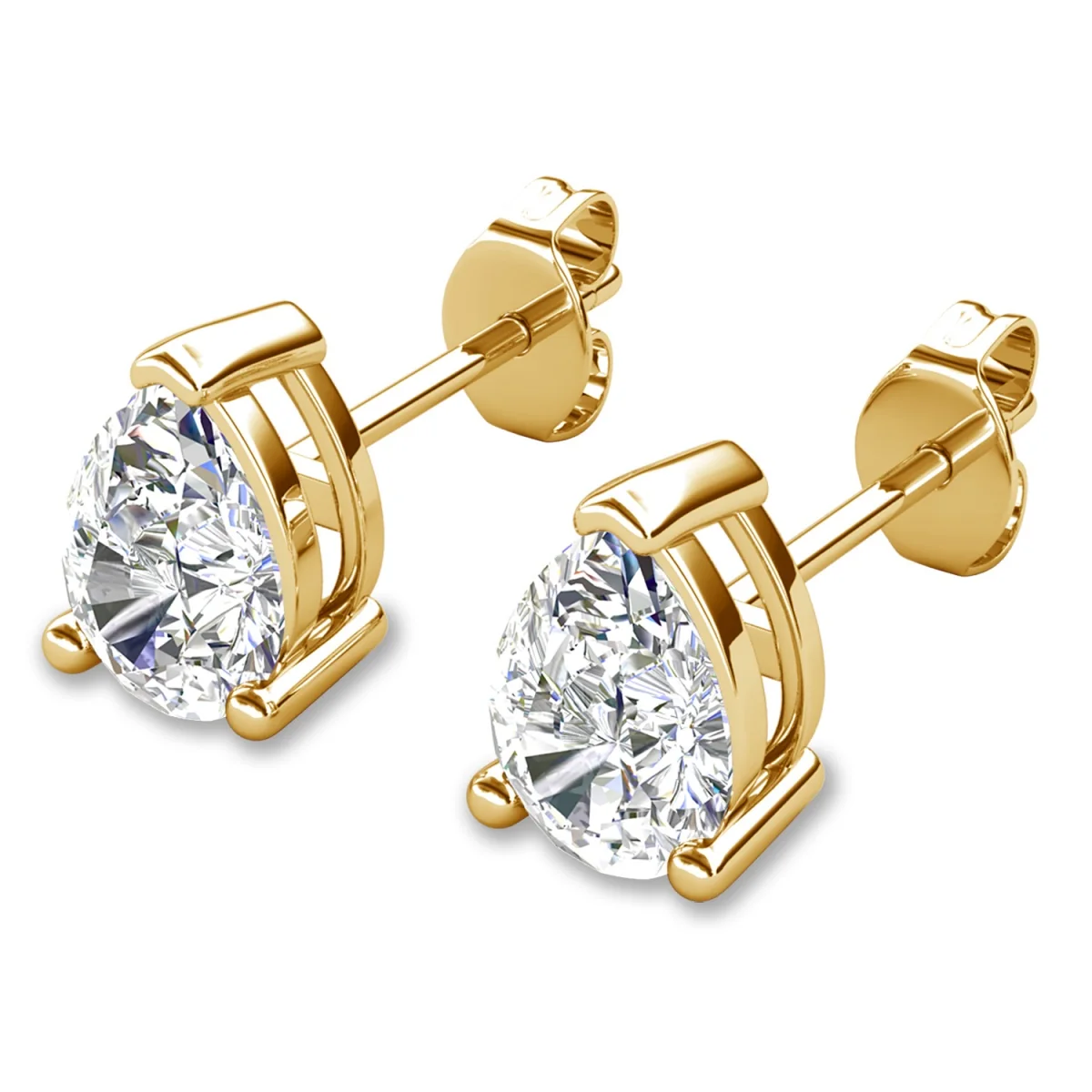 Mia 18k White Gold Plated Sterling Silver Stud Earrings with Simulated Diamond Crystals - Image 141