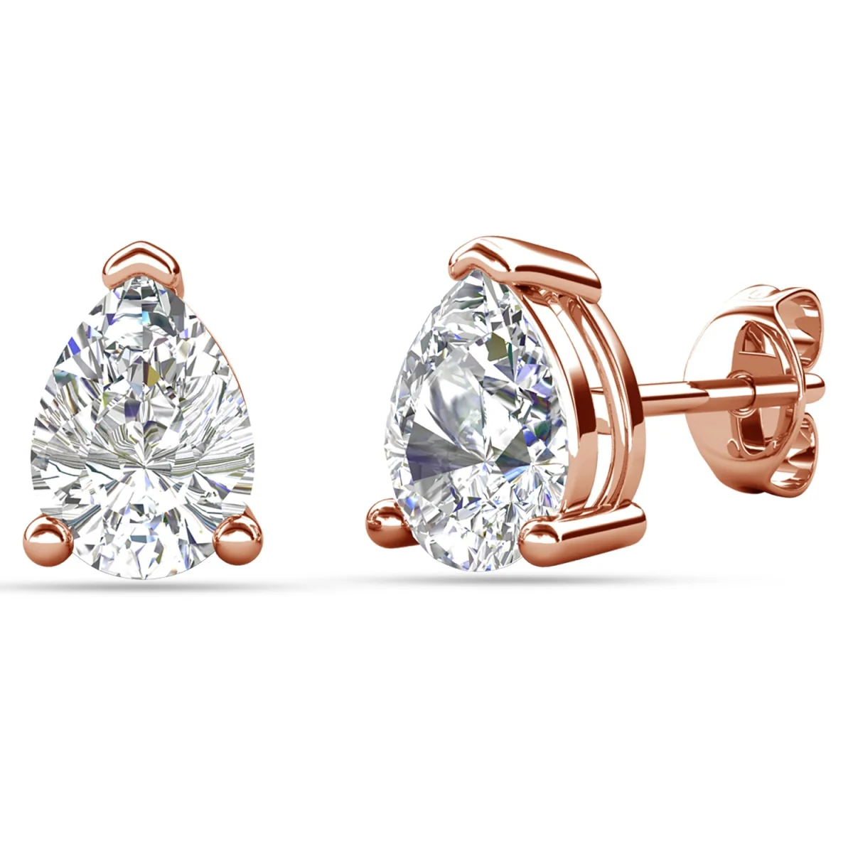 Mia 18k White Gold Plated Sterling Silver Stud Earrings with Simulated Diamond Crystals - Image 142