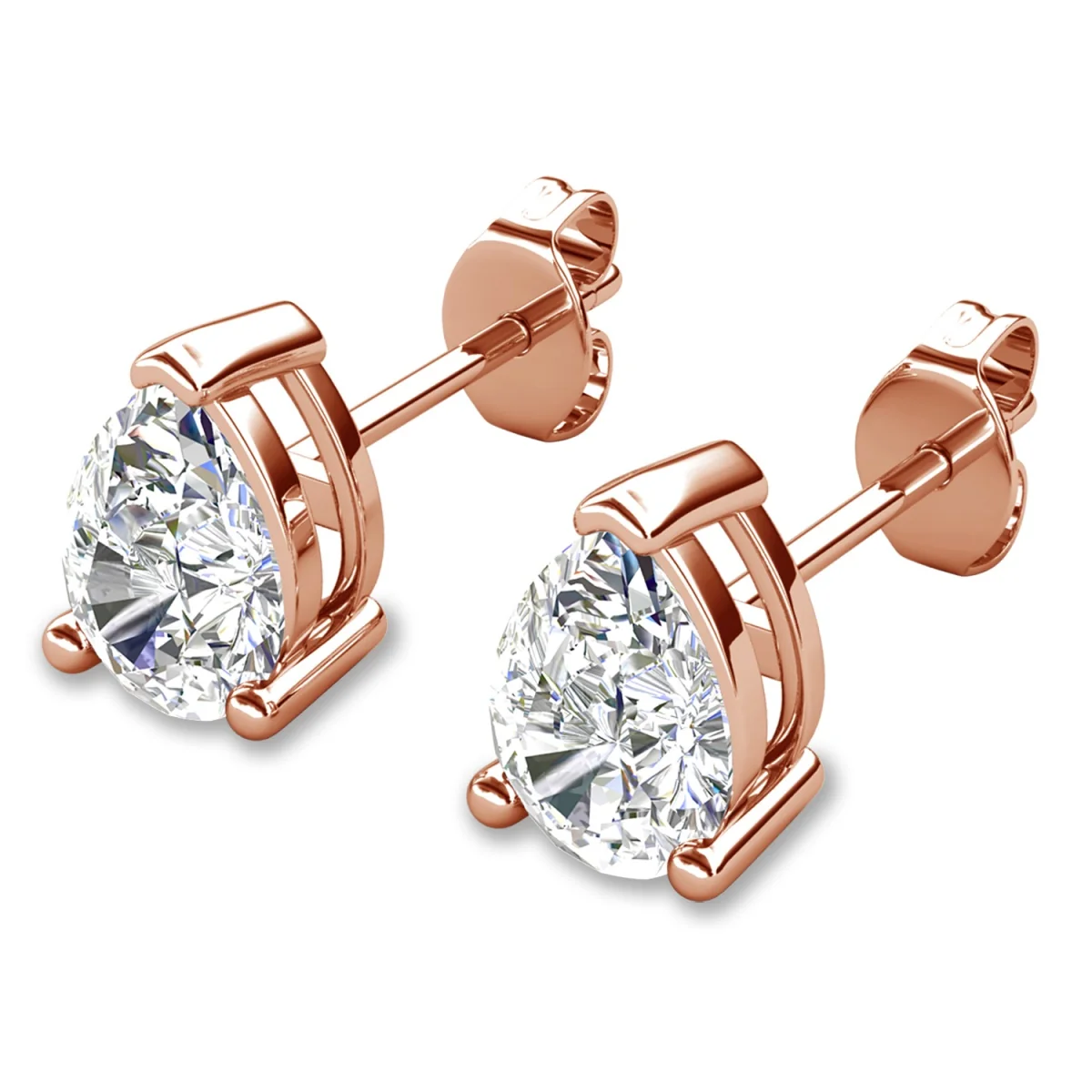 Mia 18k White Gold Plated Sterling Silver Stud Earrings with Simulated Diamond Crystals - Image 145
