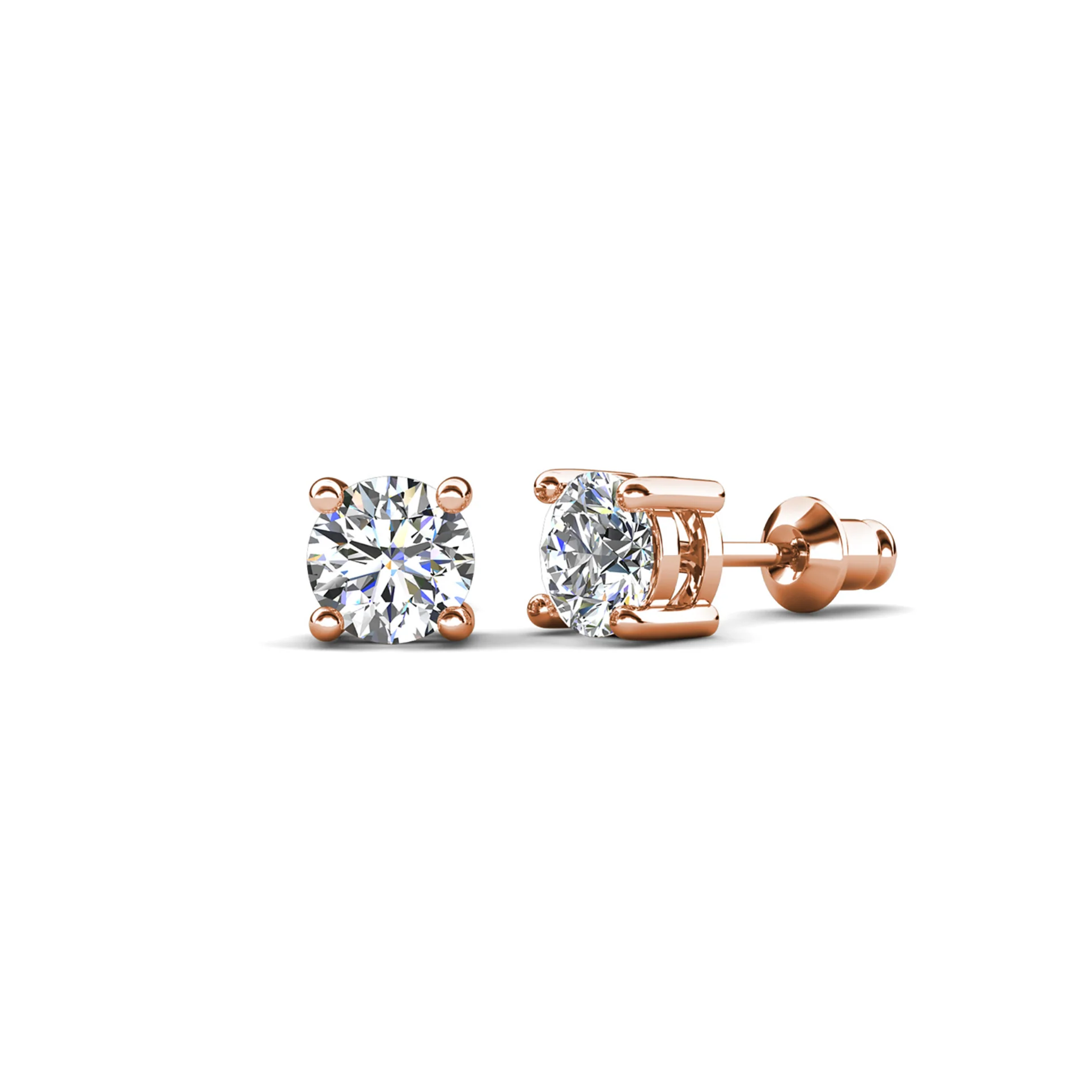 Mia 18k White Gold Plated Sterling Silver Stud Earrings with Simulated Diamond Crystals - Image 16