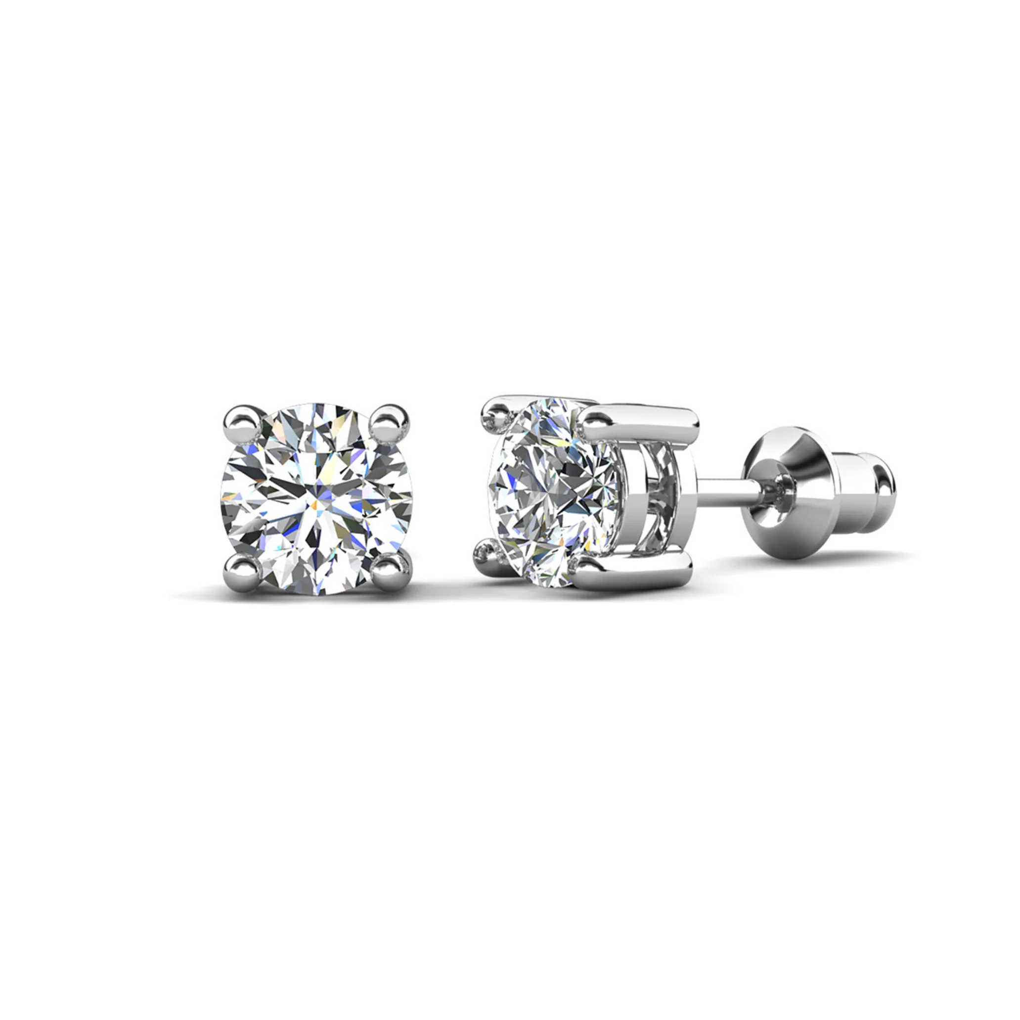 Mia 18k White Gold Plated Sterling Silver Stud Earrings with Simulated Diamond Crystals - Image 20